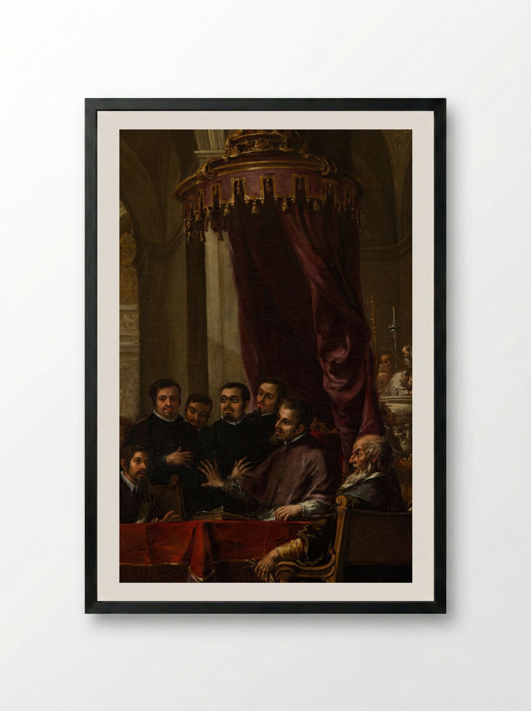 The Conversion and Baptism of St. Augustine by St. Ambrose - Juan de Pareja - Framed Print Black