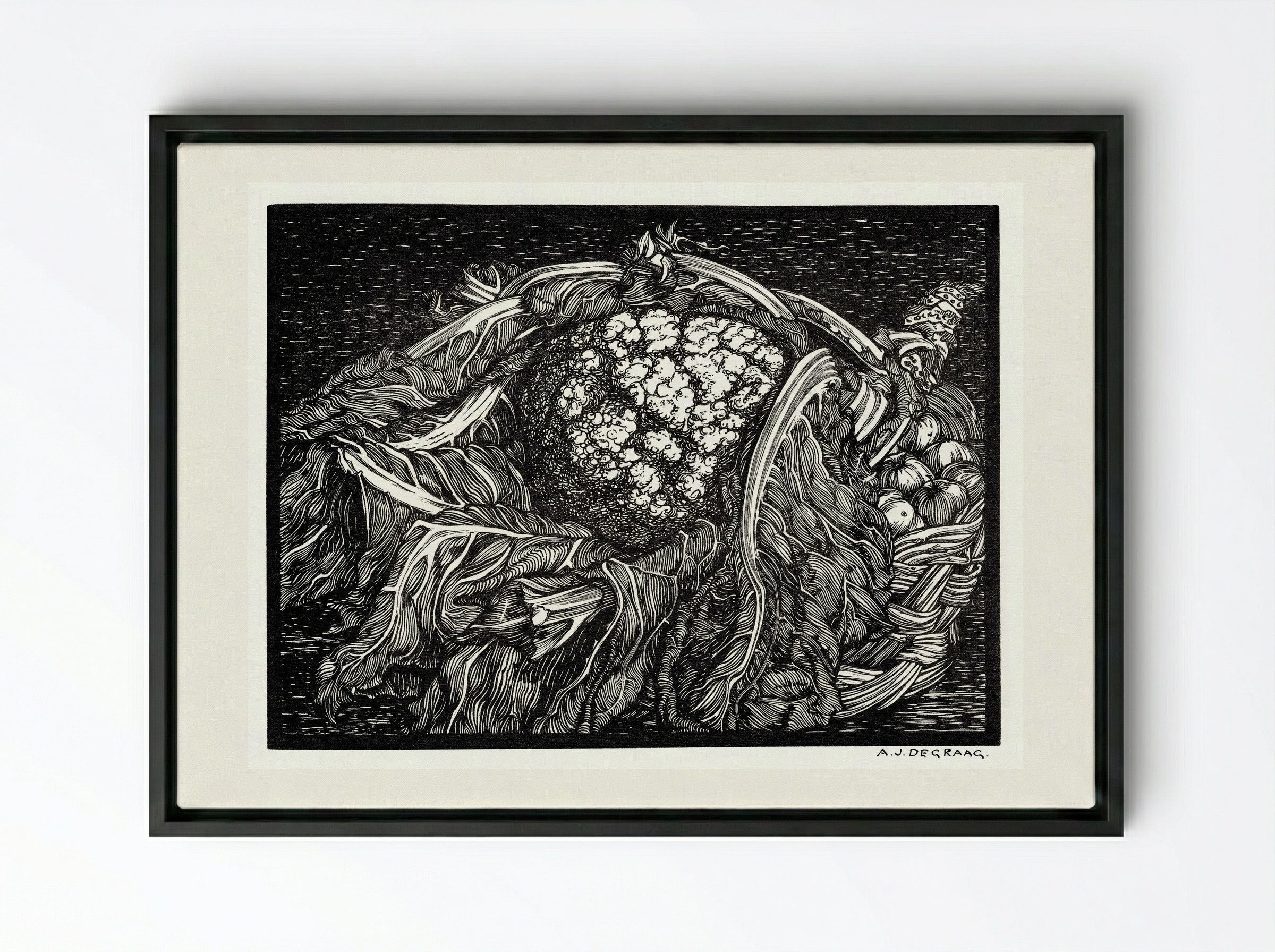 Cauliflower - Julie de Graag - Framed Canvas Black