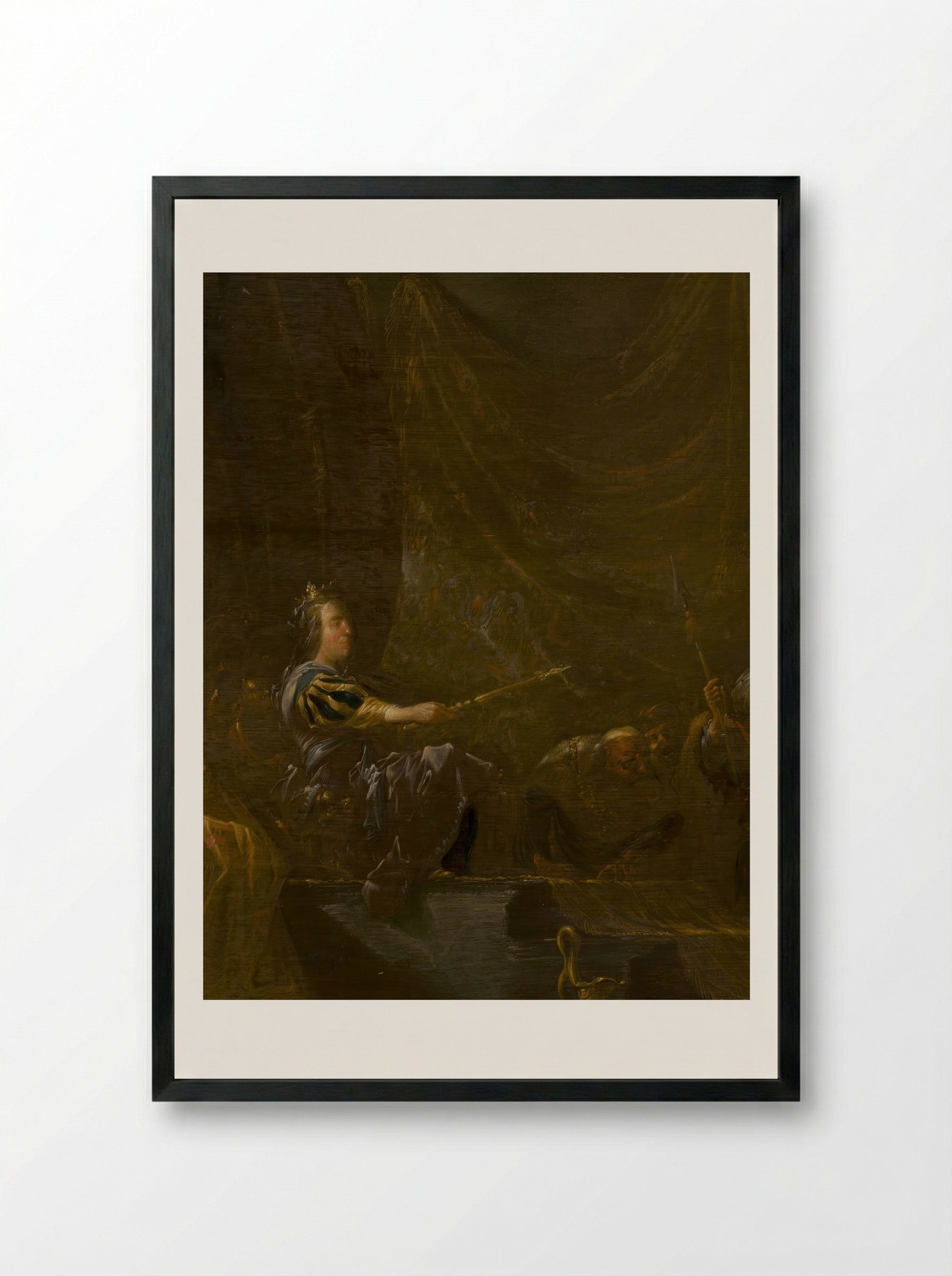 The Queen of Sheba Before Solomon - Erasmus Quellinus II - Framed Print Black
