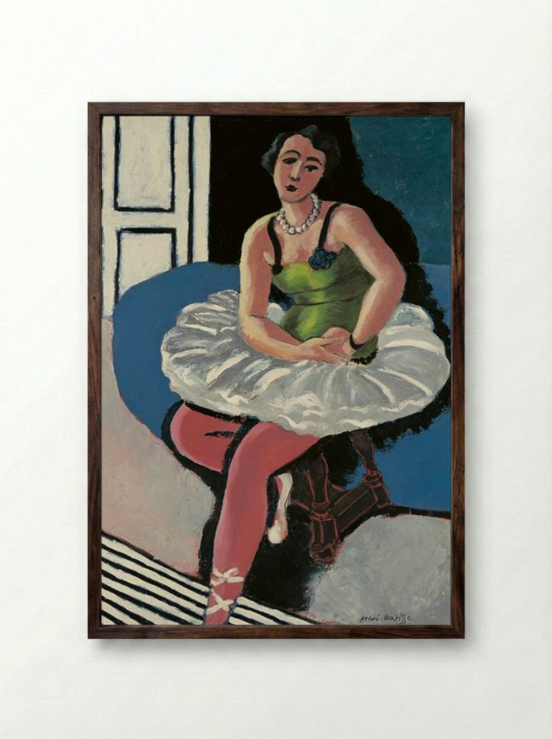 Ballet Dancer Seated on a Stool - Henri Matisse - Framed Print Dark Wood