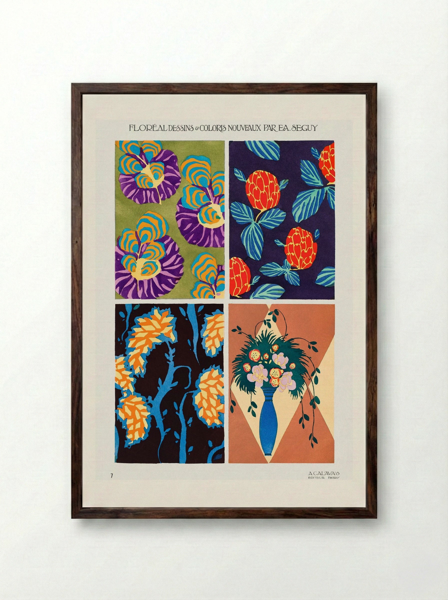 Floréal Dessins & Coloris Nouveaux - Émile-Allain Séguy - Framed Print Dark Wood