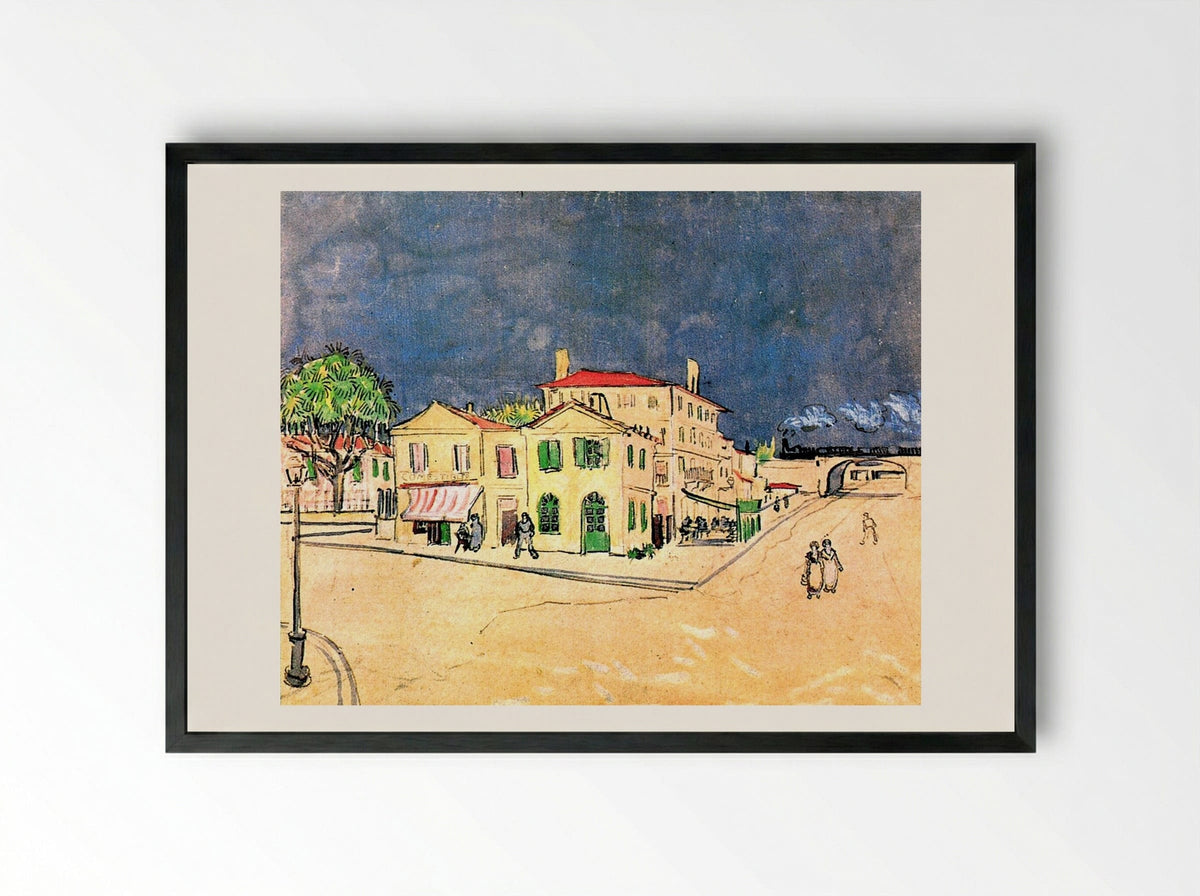 The Yellow House (Vincent's House in Arles) - Vincent van Gogh - Framed Print Black