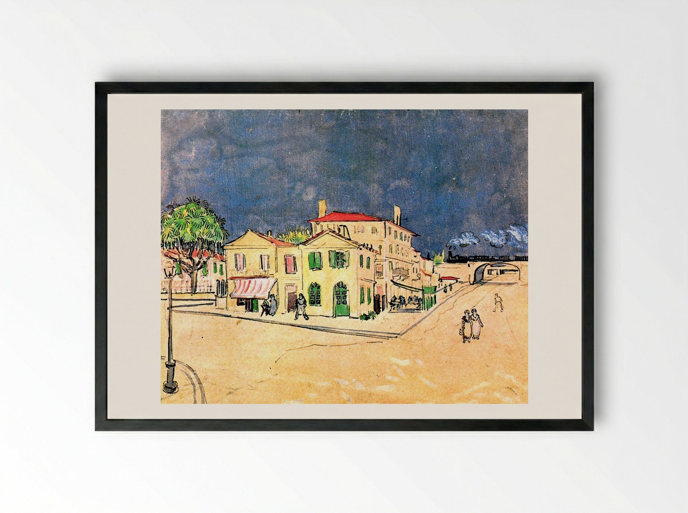 The Yellow House (Vincent's House in Arles) - Vincent van Gogh - Framed Print Black