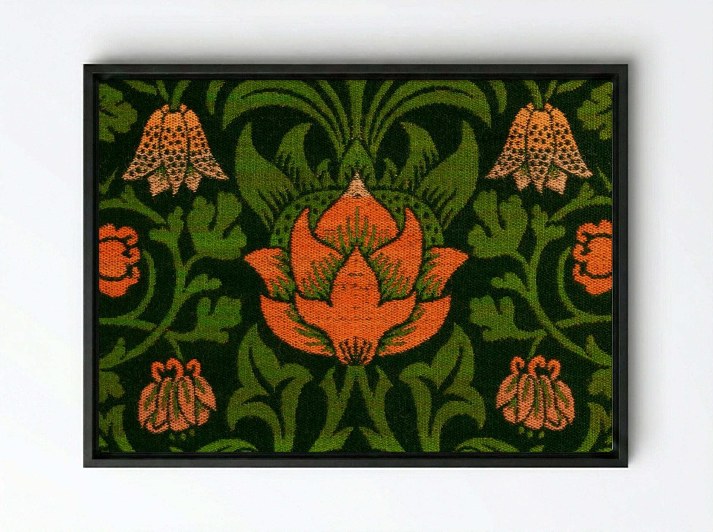 Violet and Columbine - William Morris - Framed Canvas Black