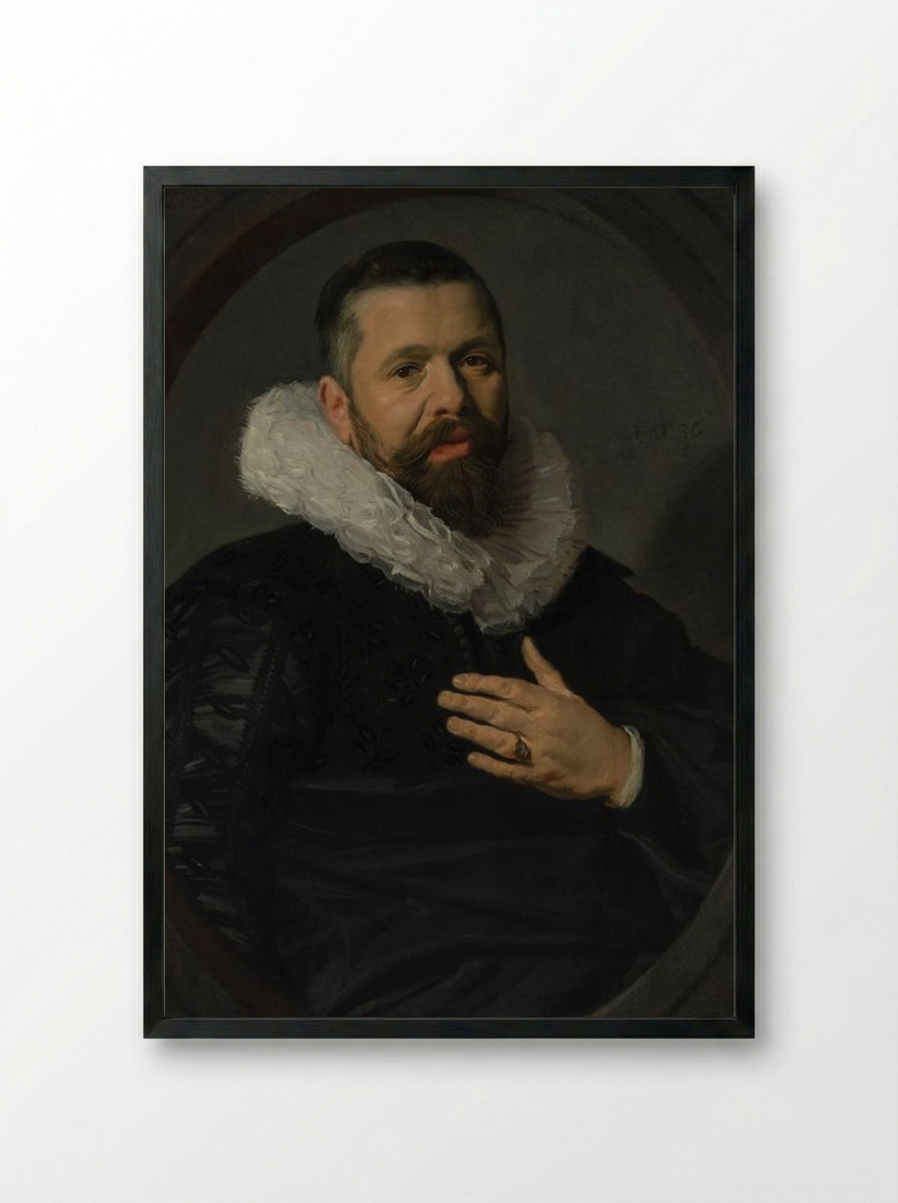 Portrait of a Bearded Man with a Ruff - Frans Hals - Framed Print Black