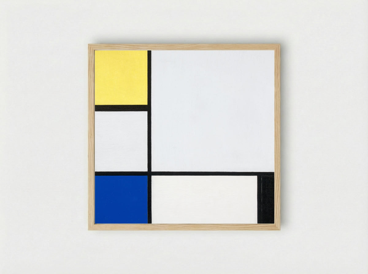 Composition with Yellow, Blue, Black and Light Blue - Piet Mondrian - Framed Print Wood