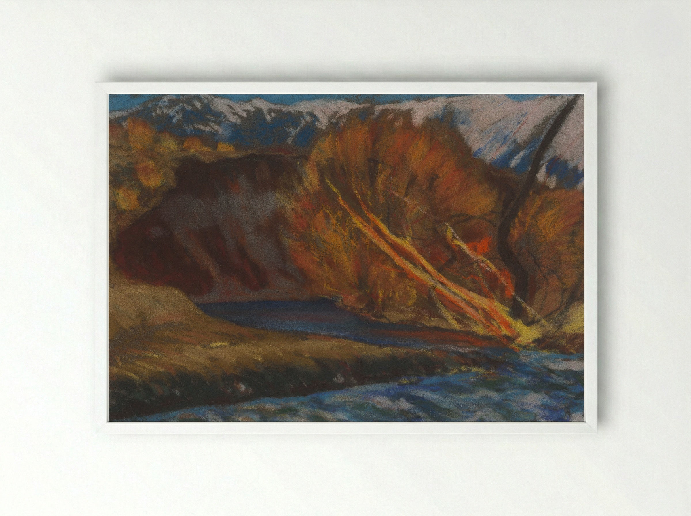 Autumn Mood by the River in the Valley - Zolo Palugyay - Framed Print White