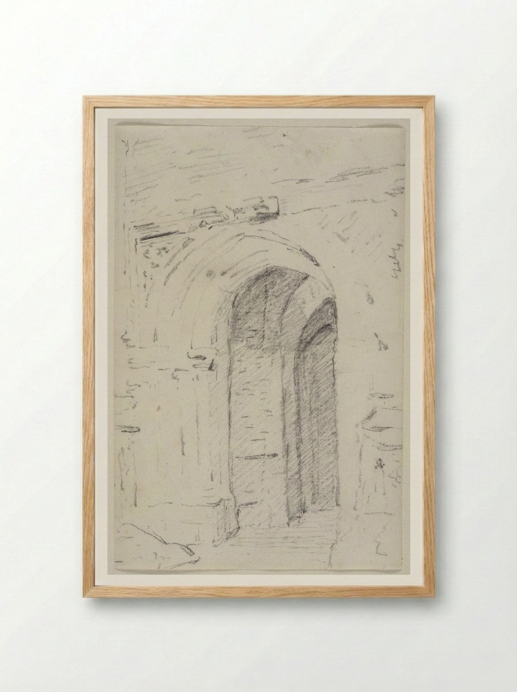 The Porch at East Bergholt Church, Suffolk - John Constable - Framed Print Wood
