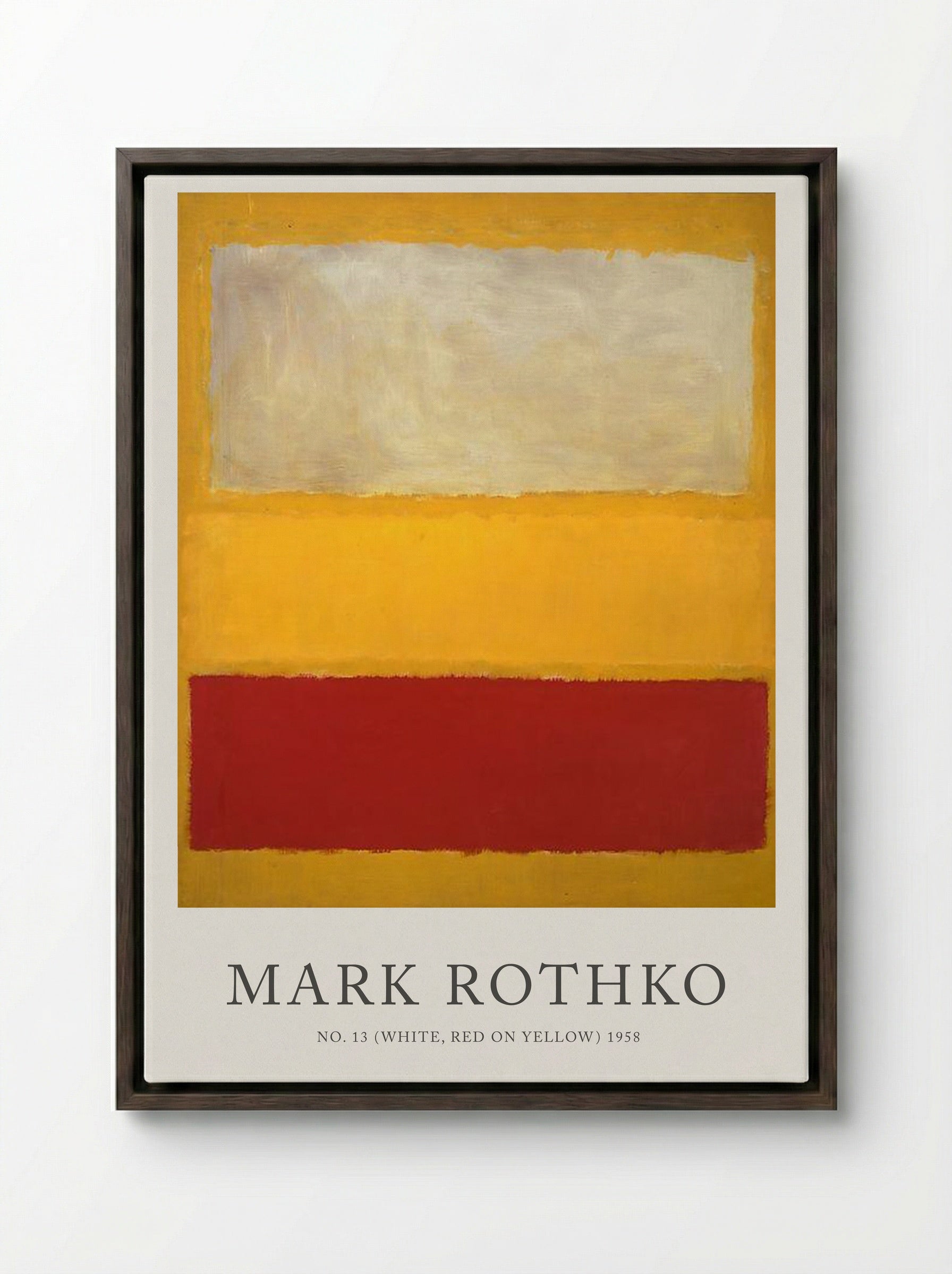 No. 13 (White, Red on Yellow) - Mark Rothko - Framed Canvas Dark Wood