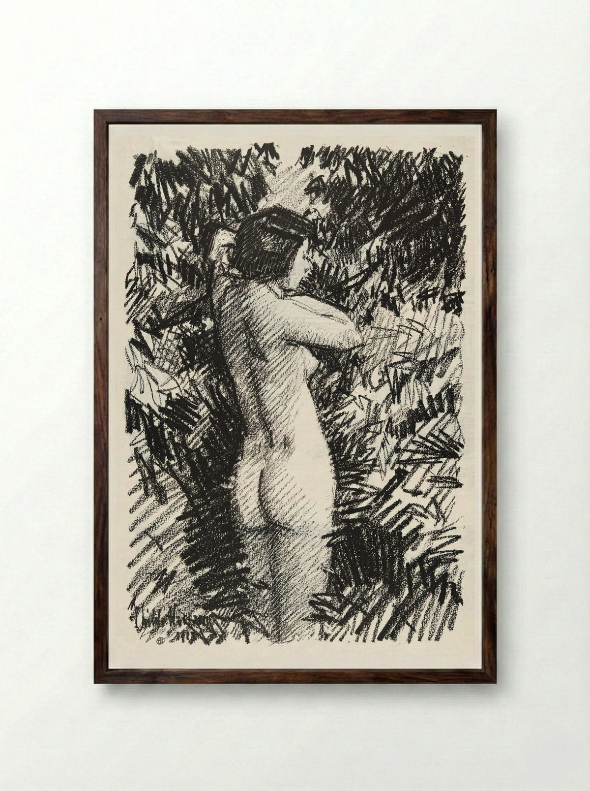 Nude in Landscape - Childe Hassam - Framed Print Dark Wood