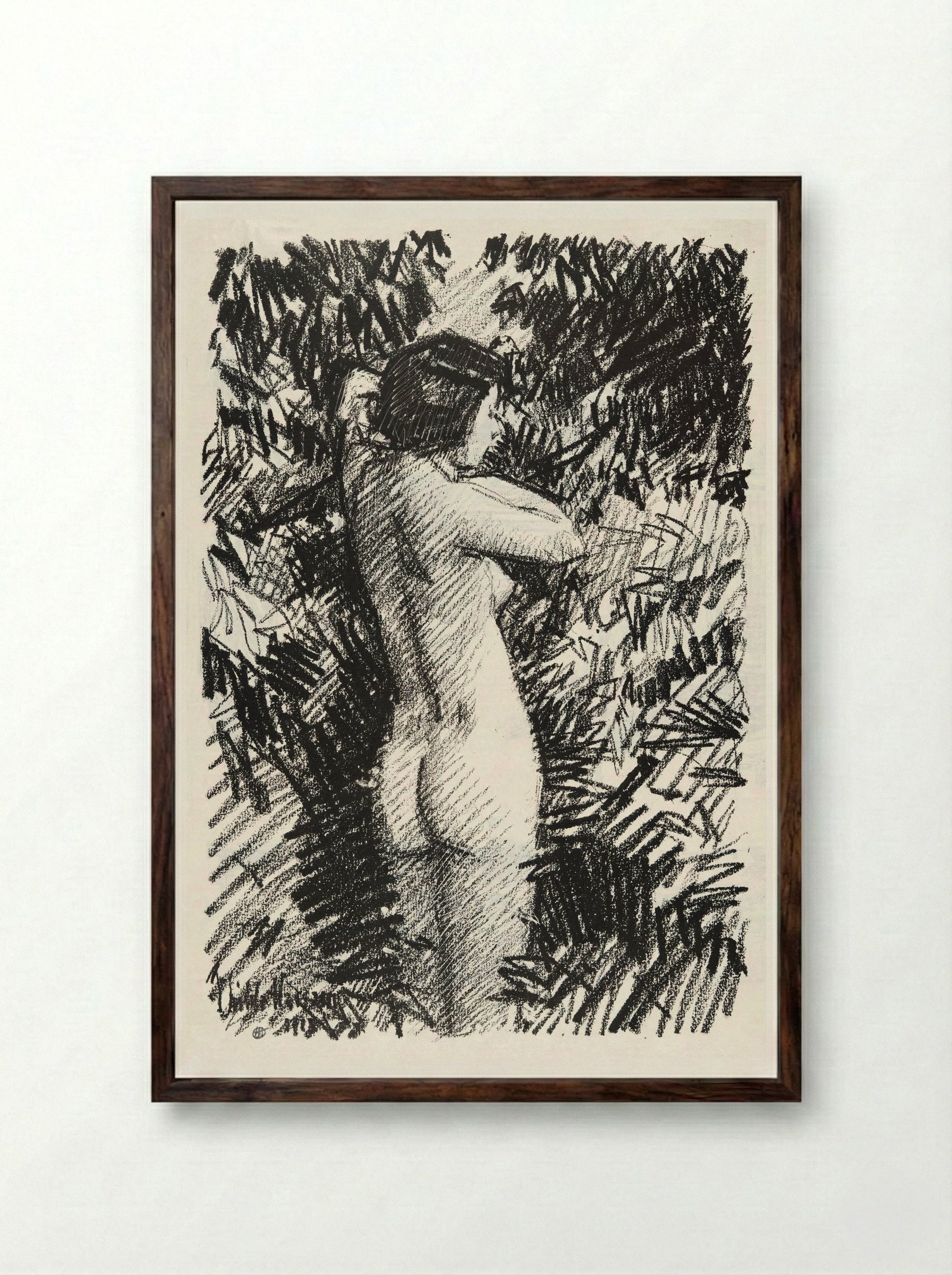 Nude in Landscape - Childe Hassam - Framed Print Dark Wood
