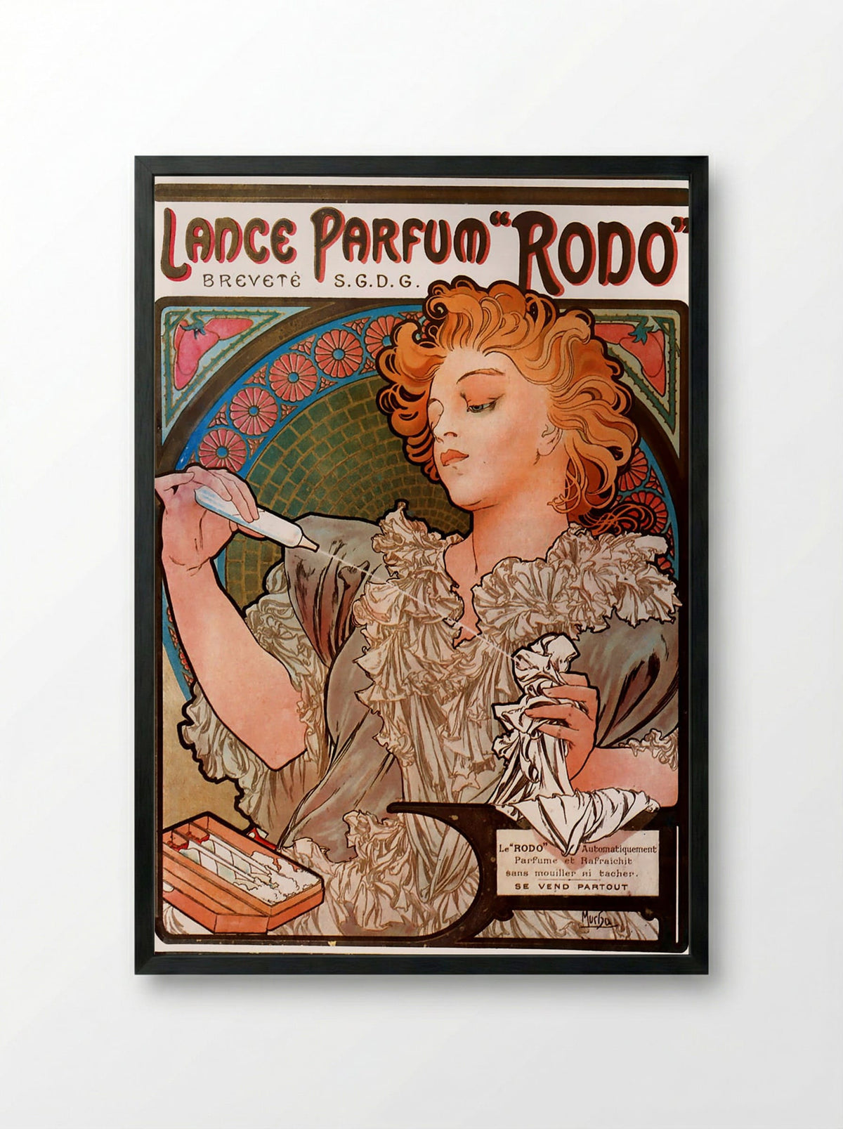 Lance Parfum Rodo - Alphonse Mucha - Framed Print Black