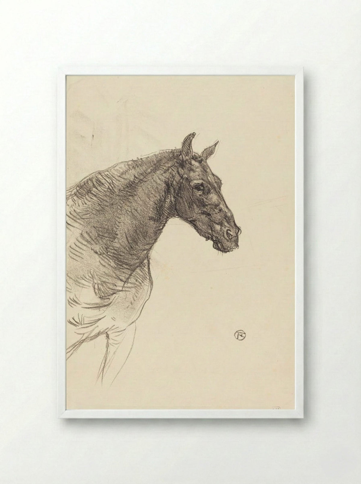 Le Vieux Cheval (Old Horse) - Henri de Toulouse-Lautrec - Framed Print White