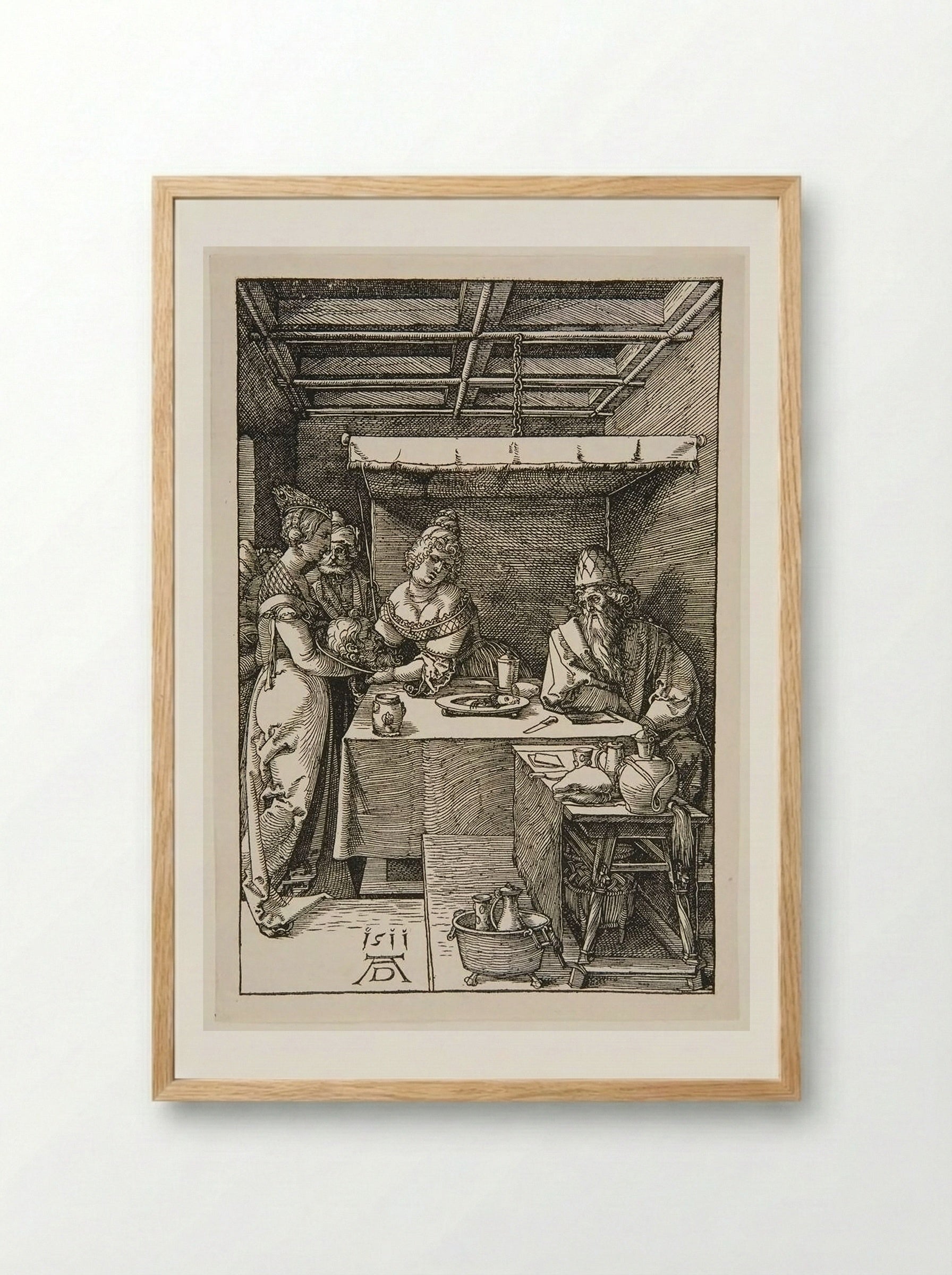 Herodias Receiving the Head of John the Baptist - Albrecht Dürer - Framed Print Wood