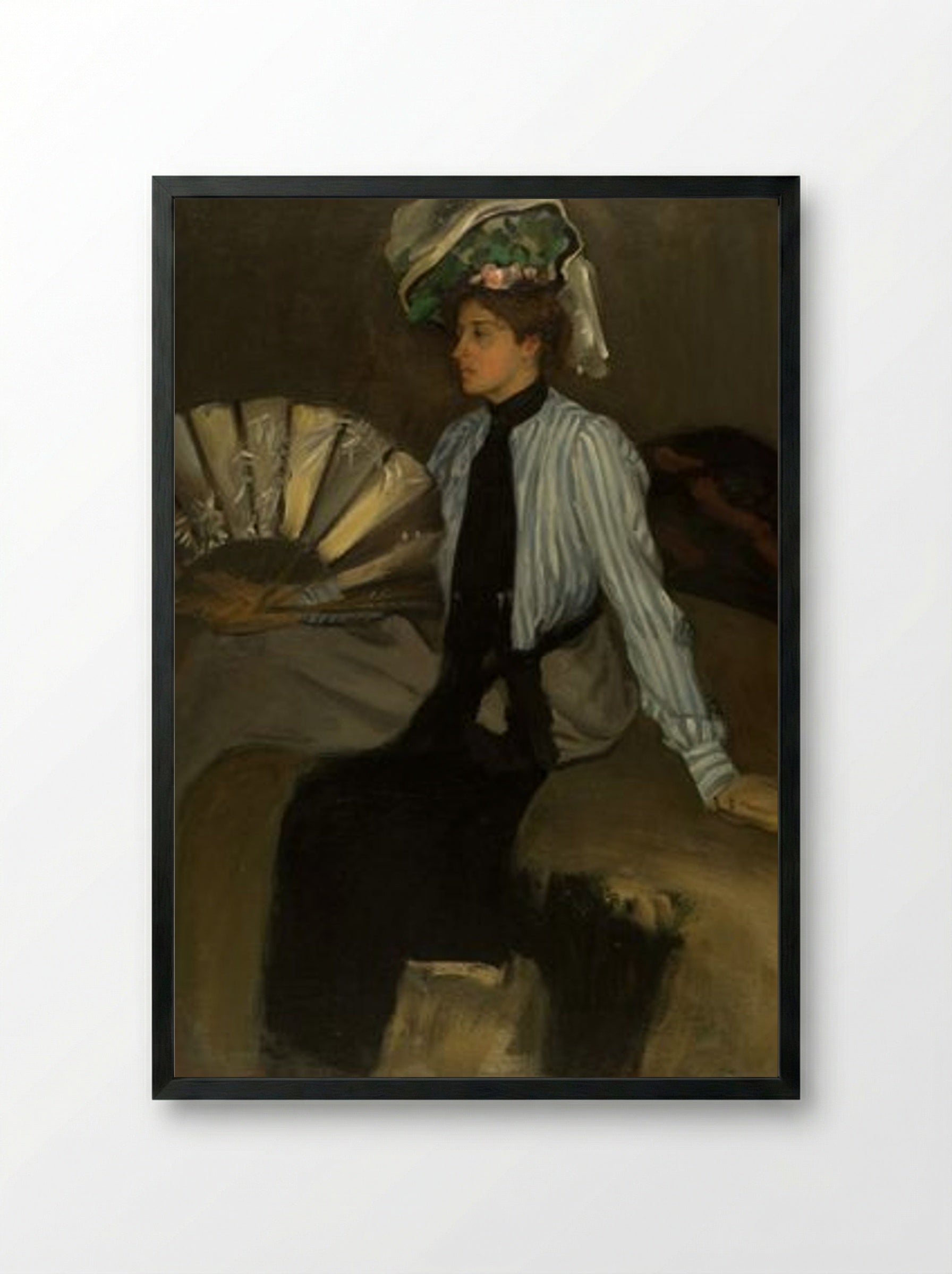 Young Woman with Fan - Alfred Henry Maurer - Framed Print Black