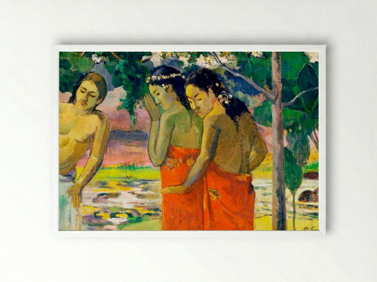 Three Tahitian Women - Paul Gauguin - Framed Print White