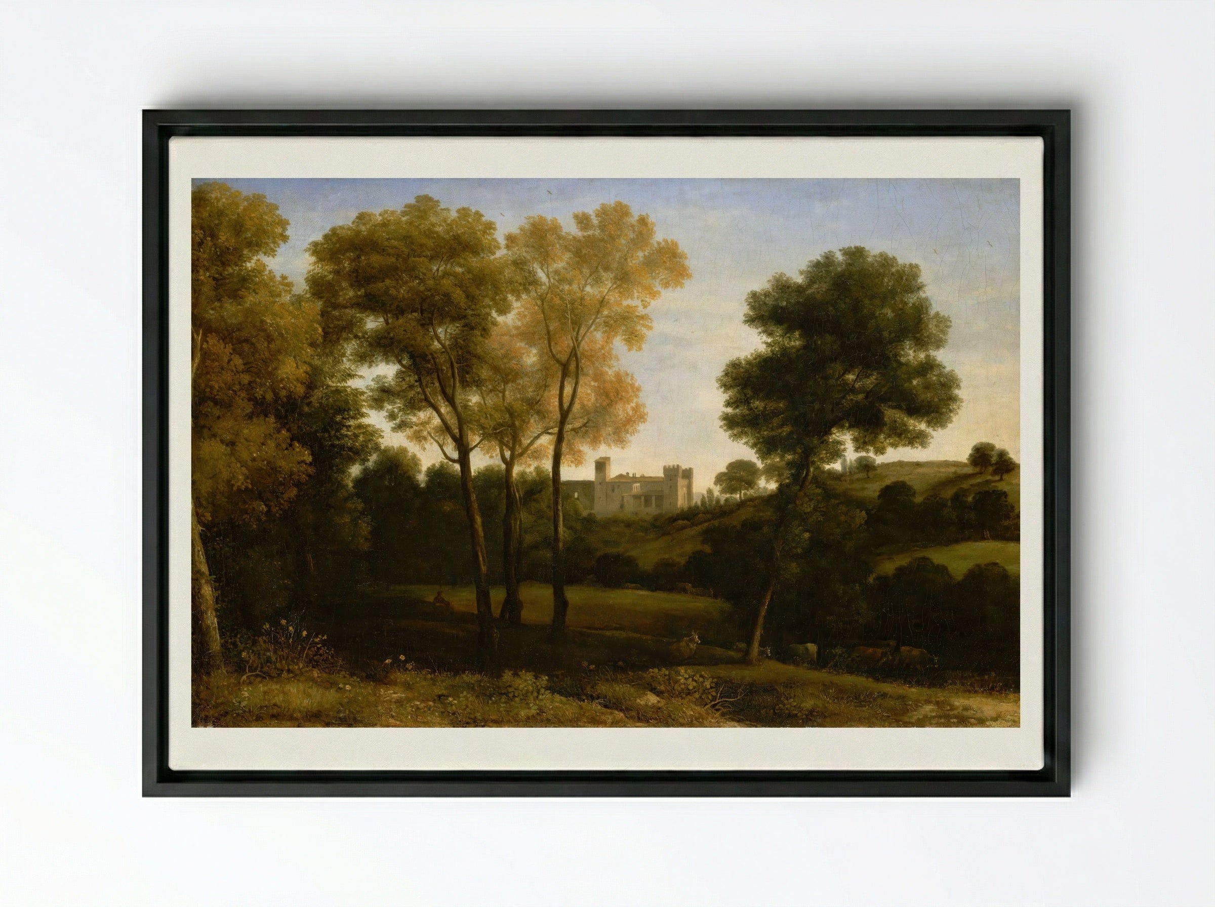 View of La Crescenza - Claude Lorrain - Framed Canvas Black