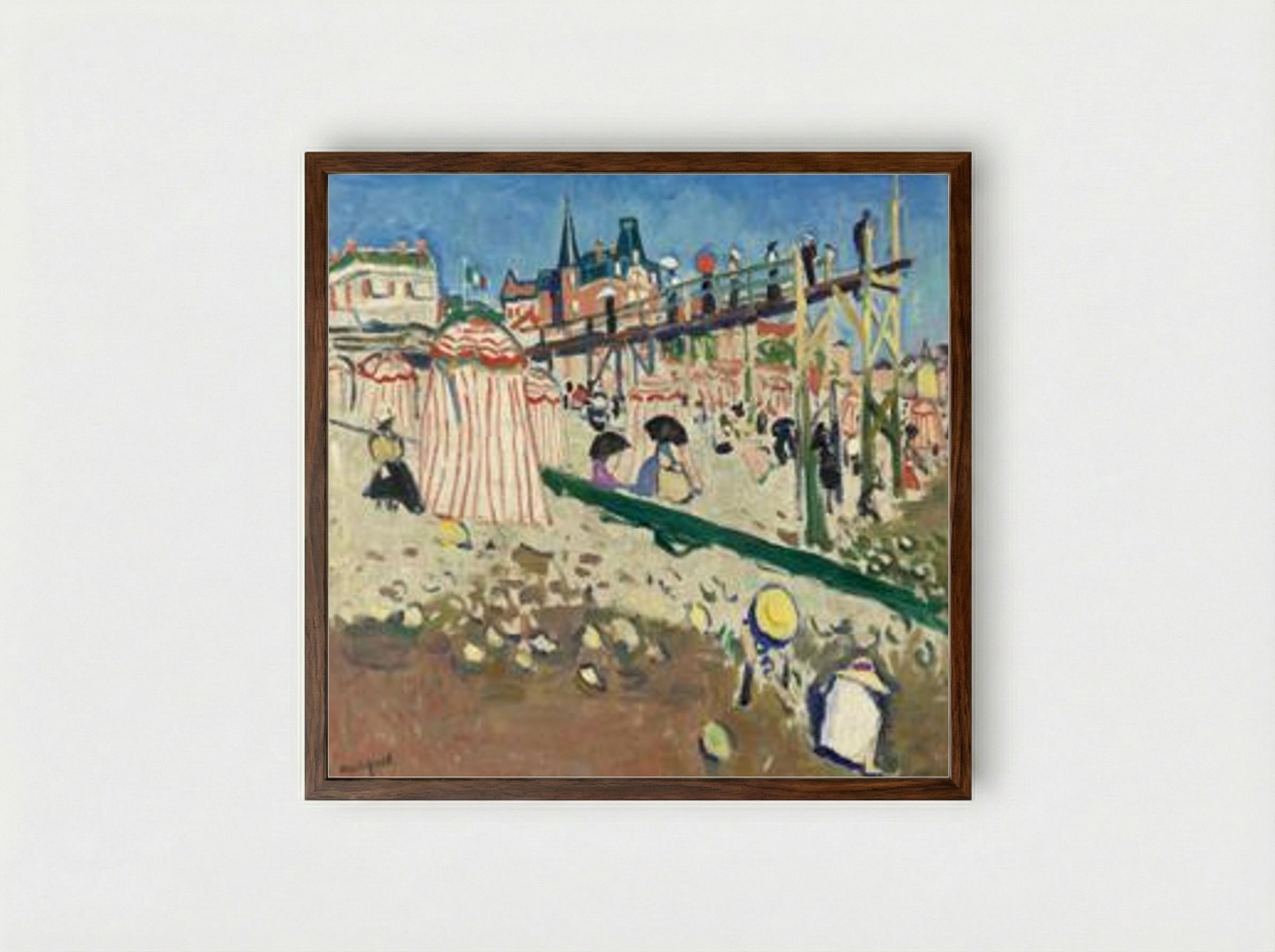The Beach at Sainte-Adresse - Albert Marquet - Framed Print Dark Wood