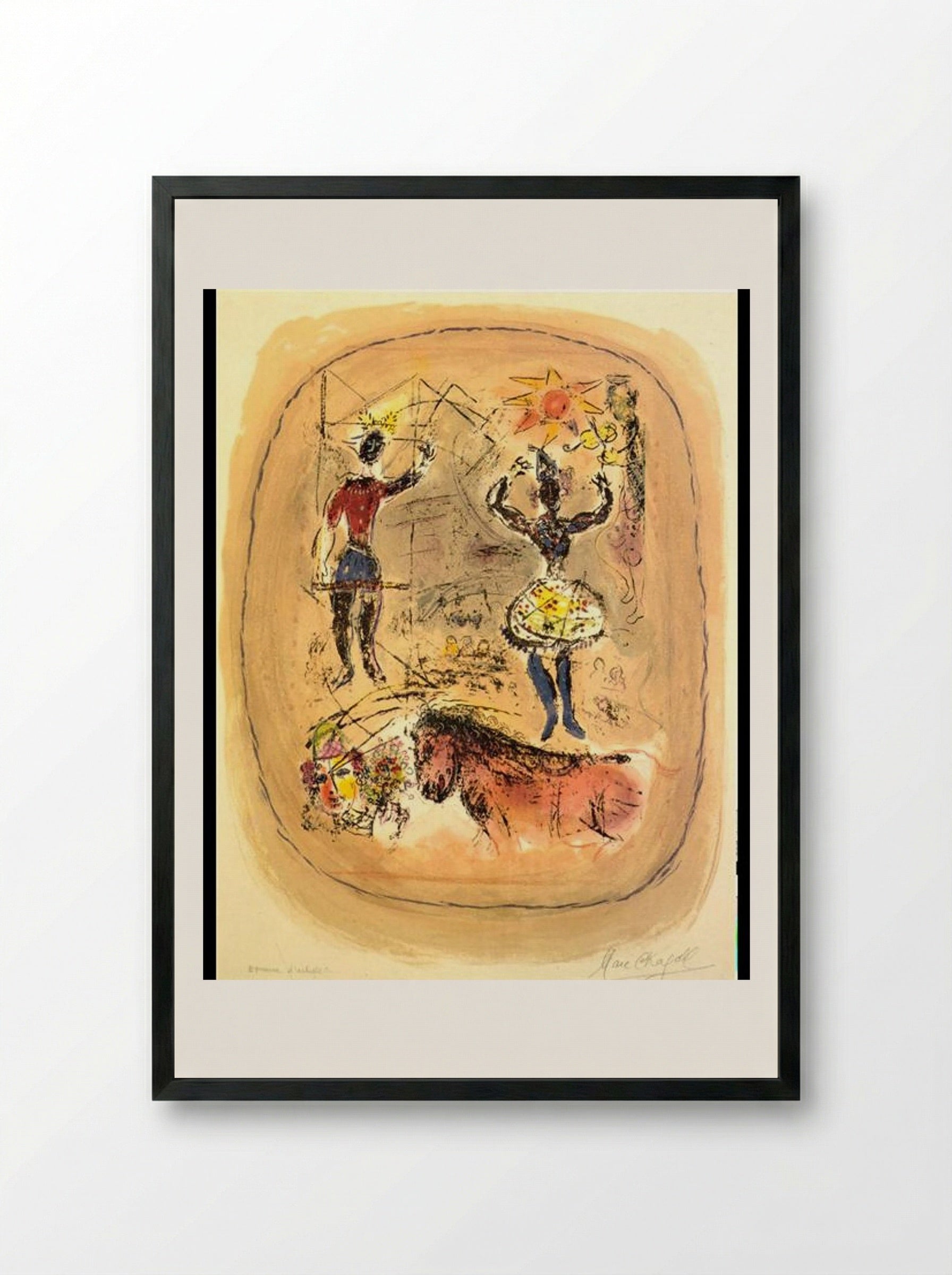 The Starlit Circus - Marc Chagall - Framed Print Black