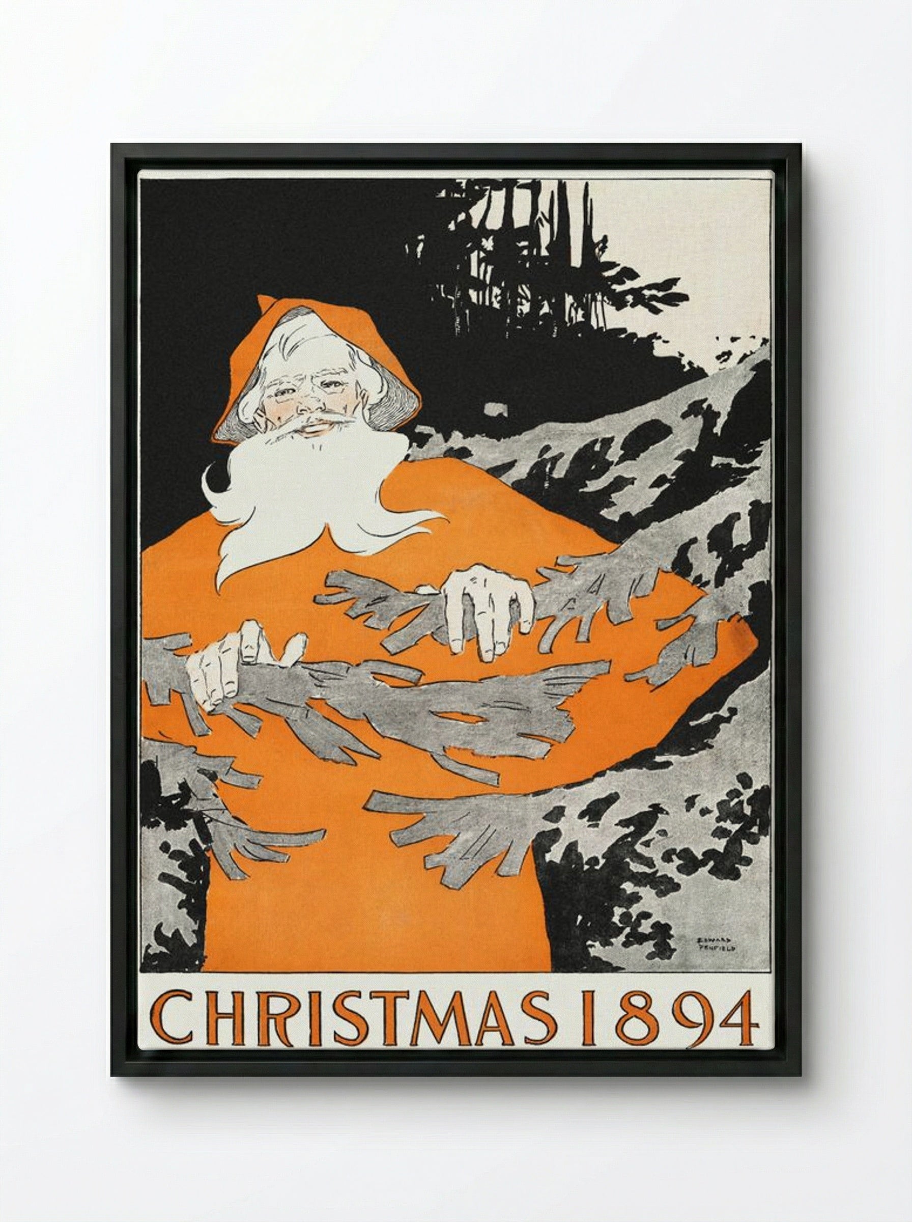 Christmas 1894 - Edward Penfield - Framed Canvas Black