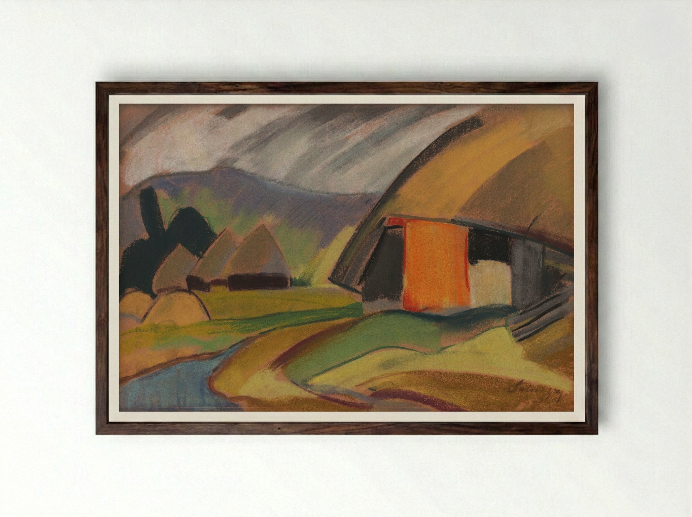 By the Village - Zolo Palugyay - Framed Print Dark Wood