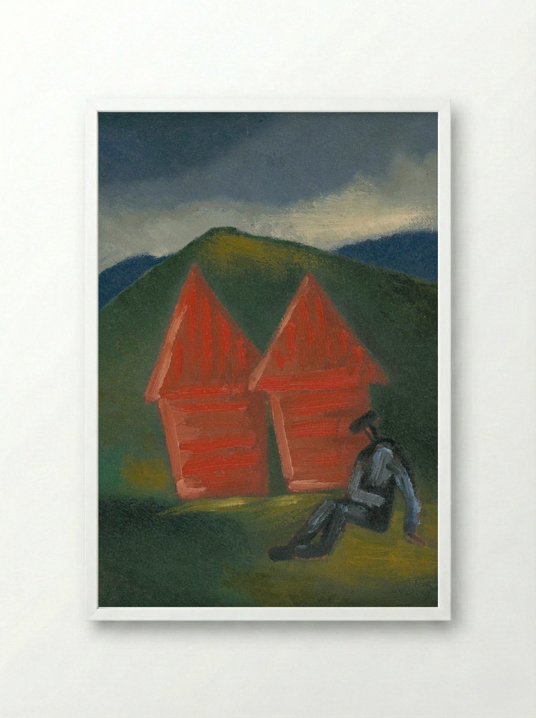 Hay Barns - Mikuláš Galanda - Framed Print White