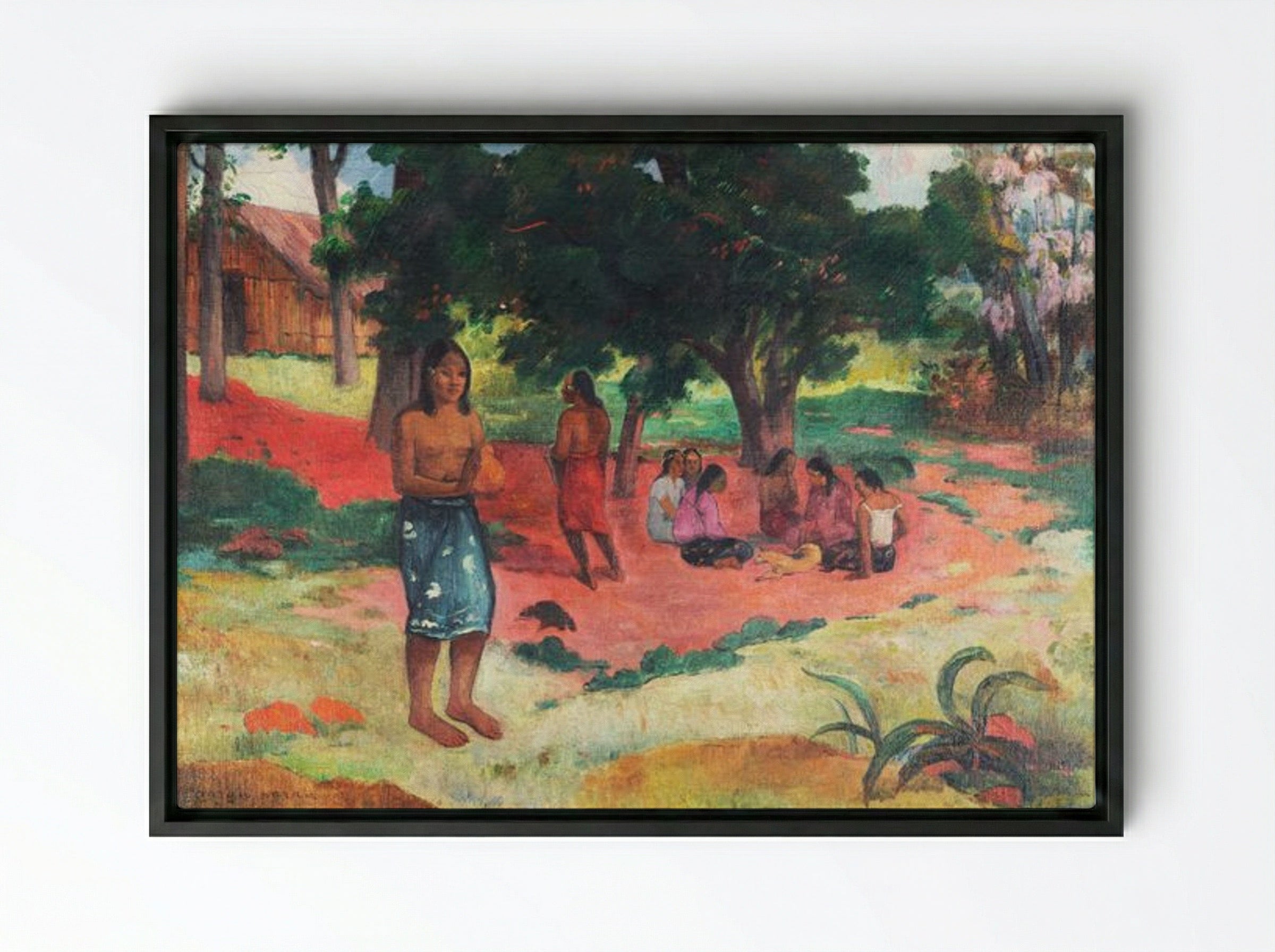 Whispered Words (Parau Parau) - Paul Gauguin - Framed Canvas Black