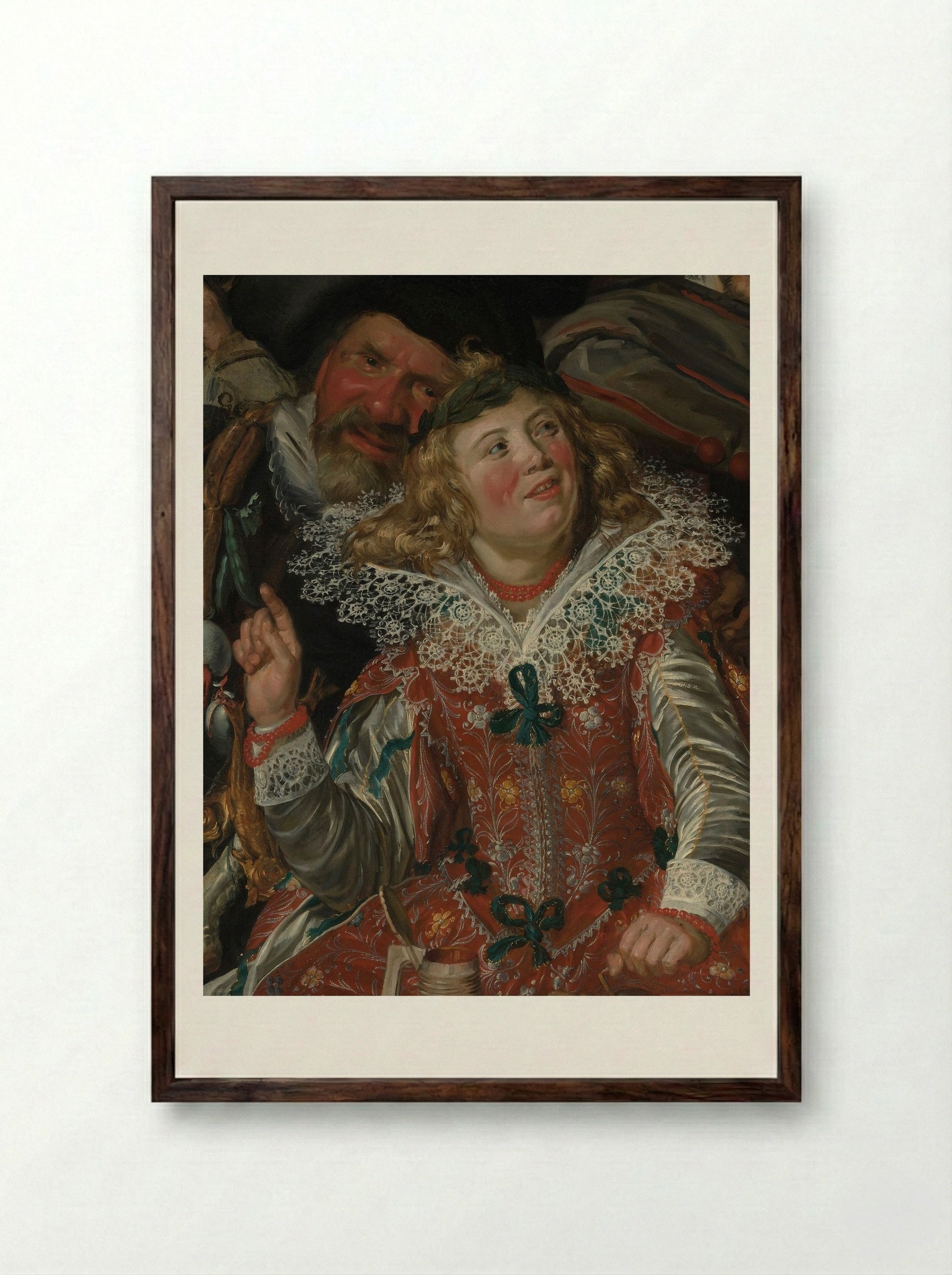 Merrymakers at Shrovetide - Frans Hals - Framed Print Dark Wood