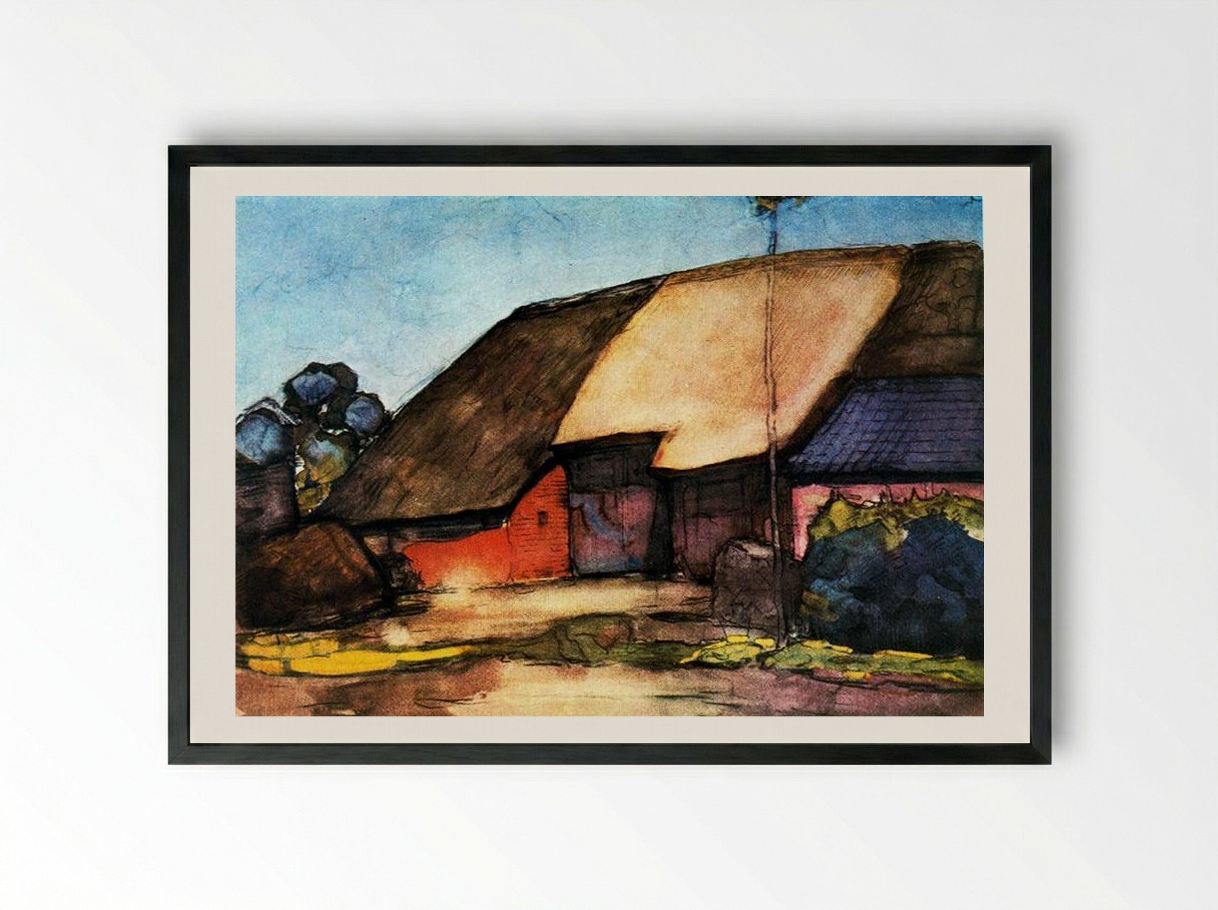 Small Farm on Nistelrode - Piet Mondrian - Framed Print Black