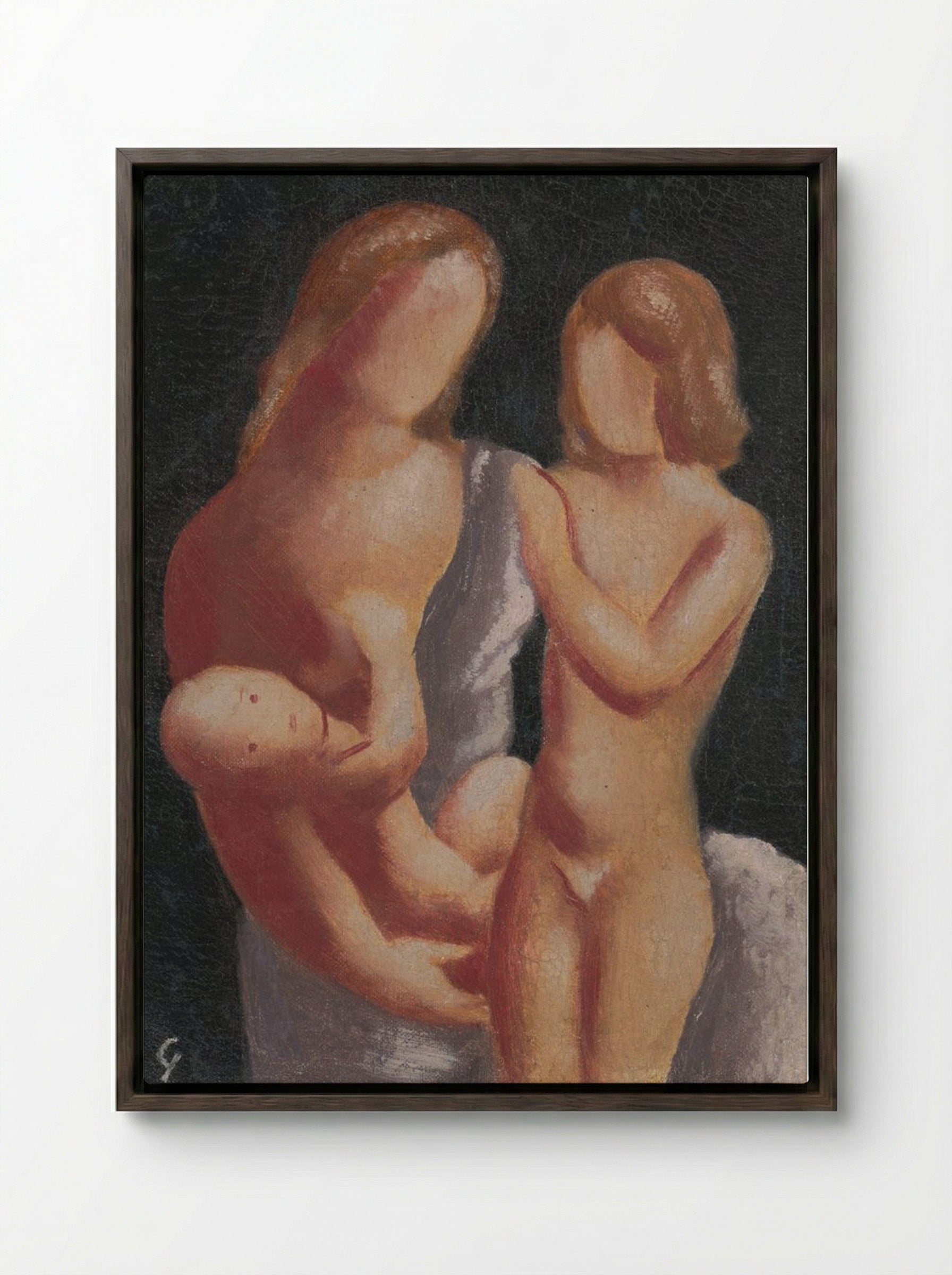 Family - Mikuláš Galanda - Framed Canvas Dark Wood