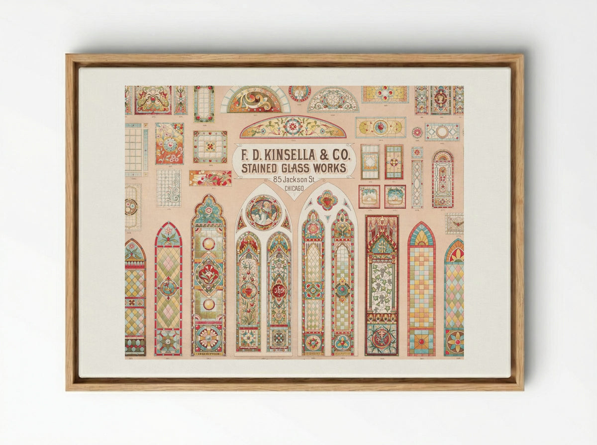Stained Glass Works Designs - F. D. Kinsella & Co. - Framed Canvas Wood