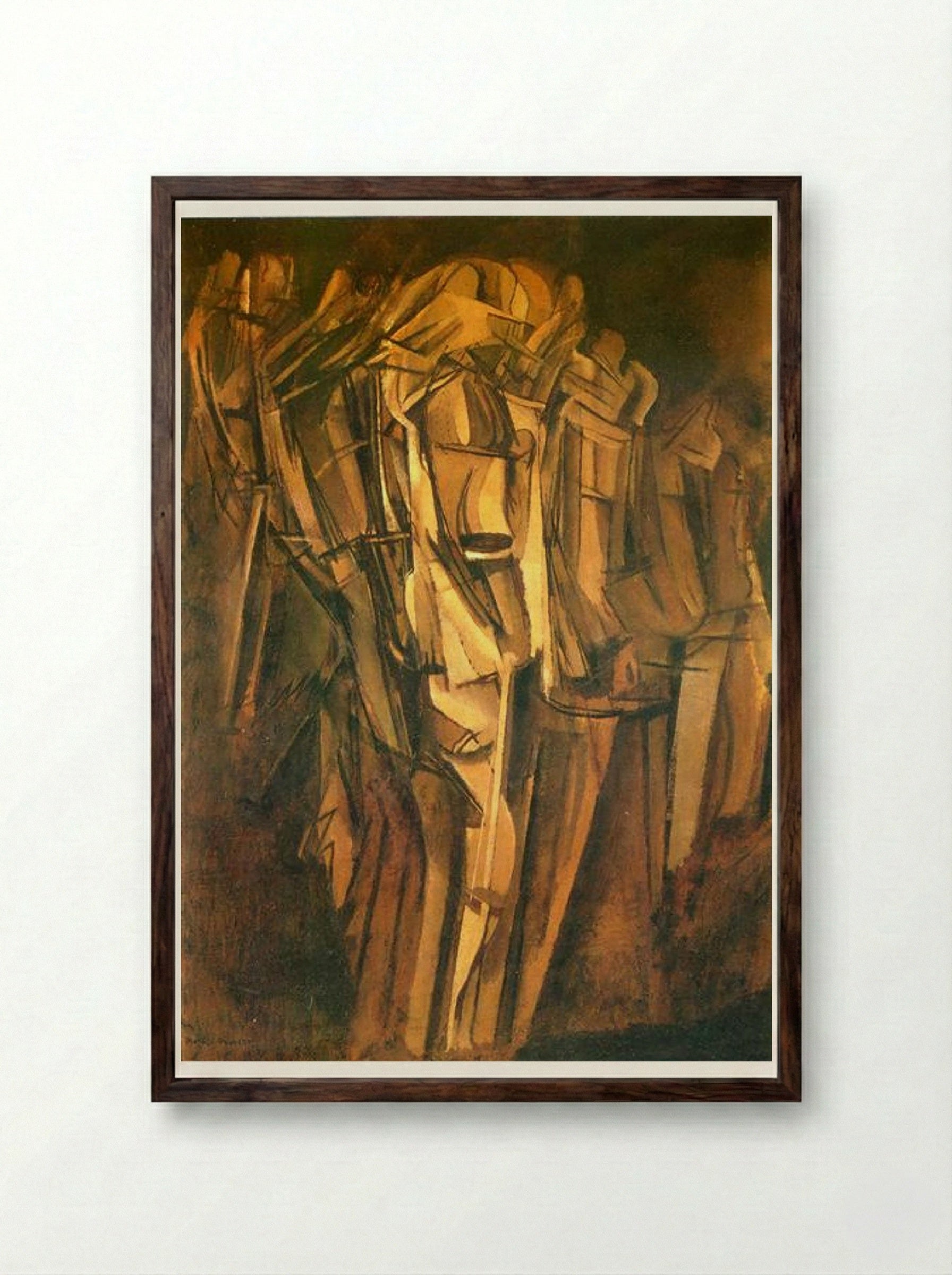 Sad Young Man in a Train - Marcel Duchamp - Framed Print Dark Wood