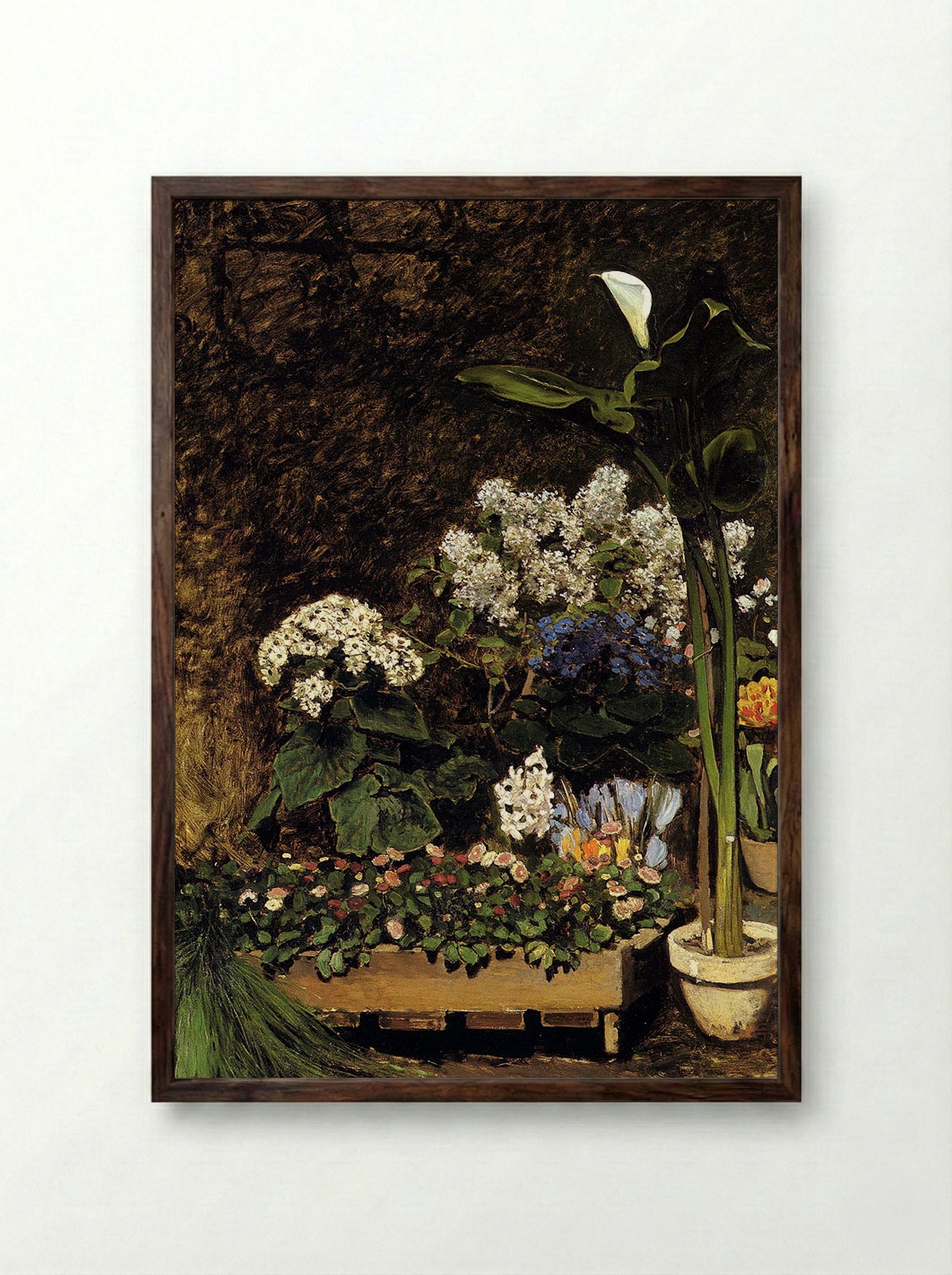 Spring Flowers - Édouard Manet - Framed Print Dark Wood