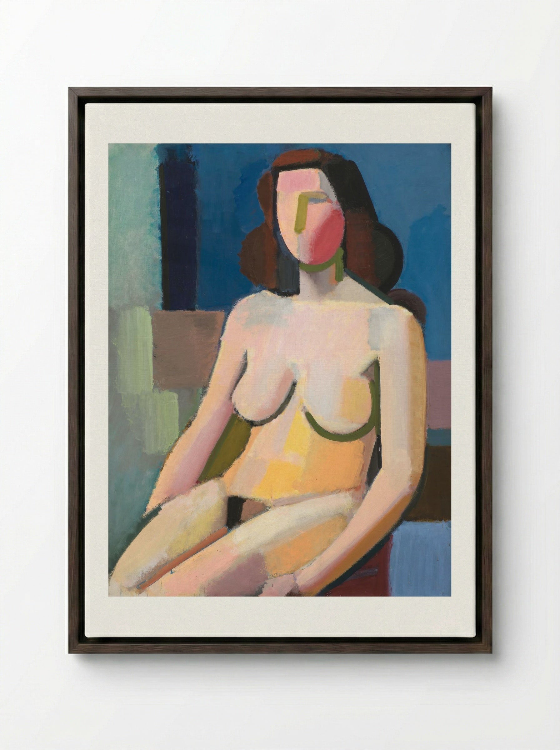 Seated Female Model - Vilhelm Lundstrøm - Framed Canvas Dark Wood