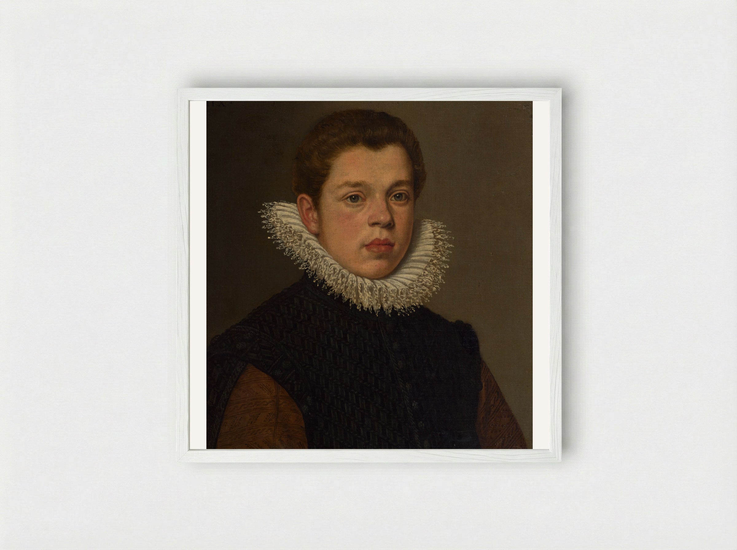 Portrait of a Young Man with a White Ruff Collar - Sofonisba Anguissola - Framed Print White