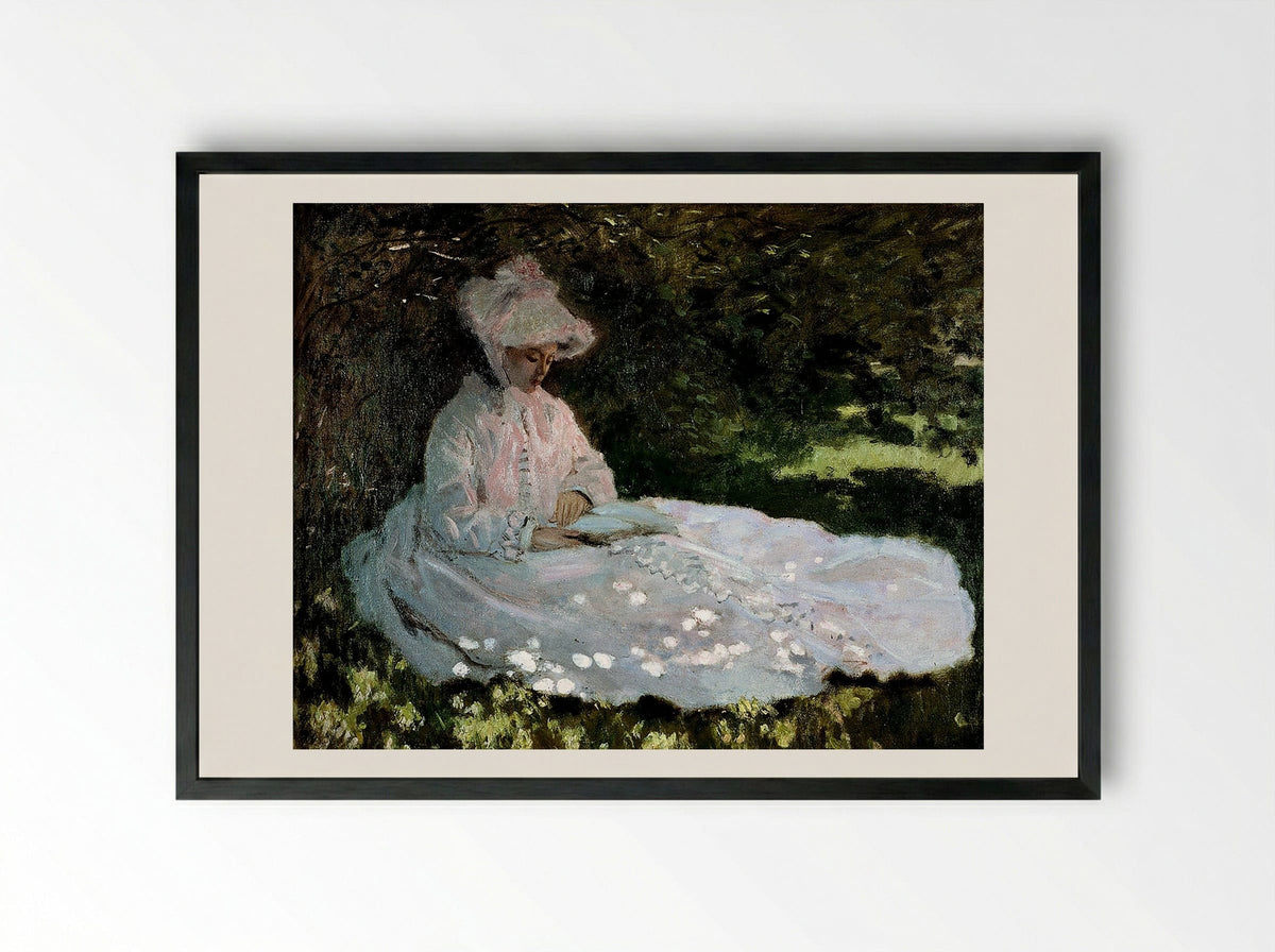 A Woman Reading - Berthe Morisot - Framed Print Black