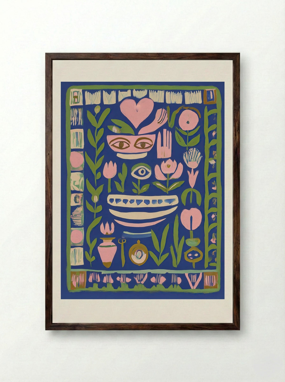 Eyes of the Garden Spirit - Framed Print Dark Wood