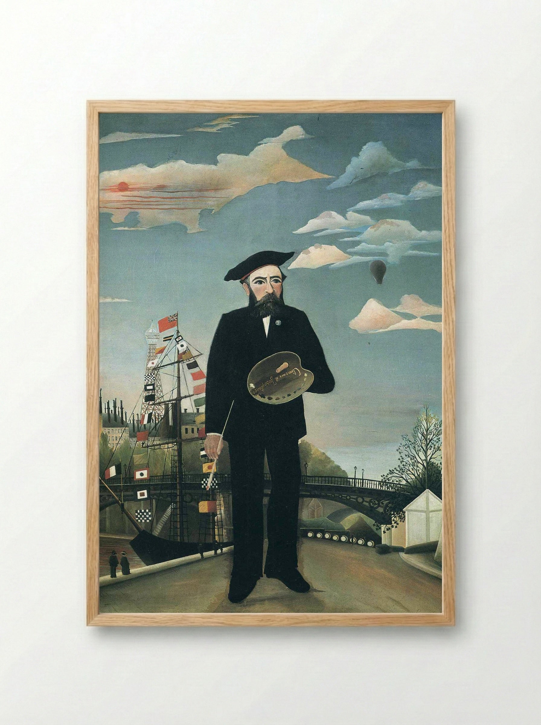 Self-Portrait with Palette - Henri Rousseau - Framed Print Wood
