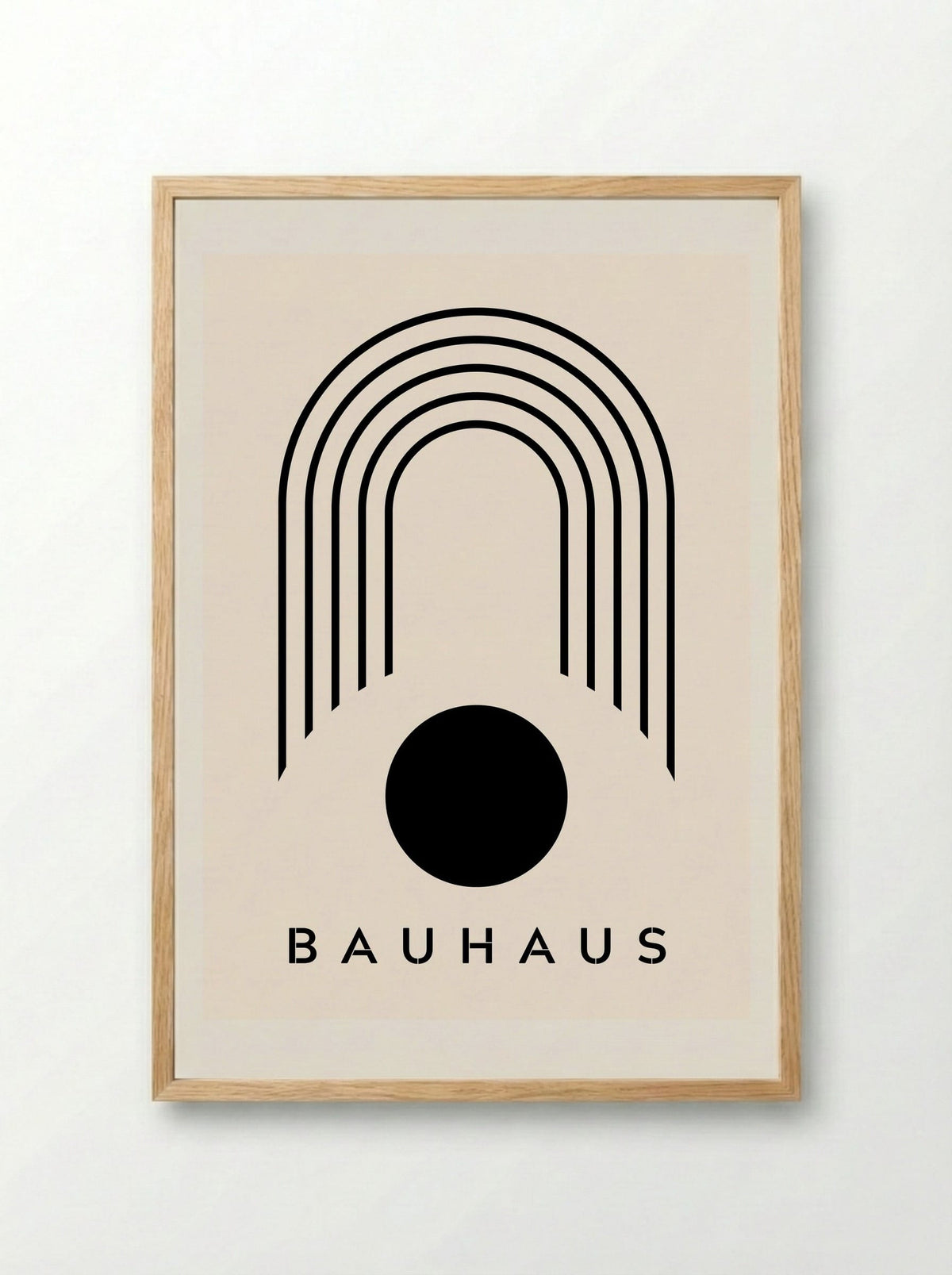 Bauhaus Geometric Eclipse - Framed Print Wood