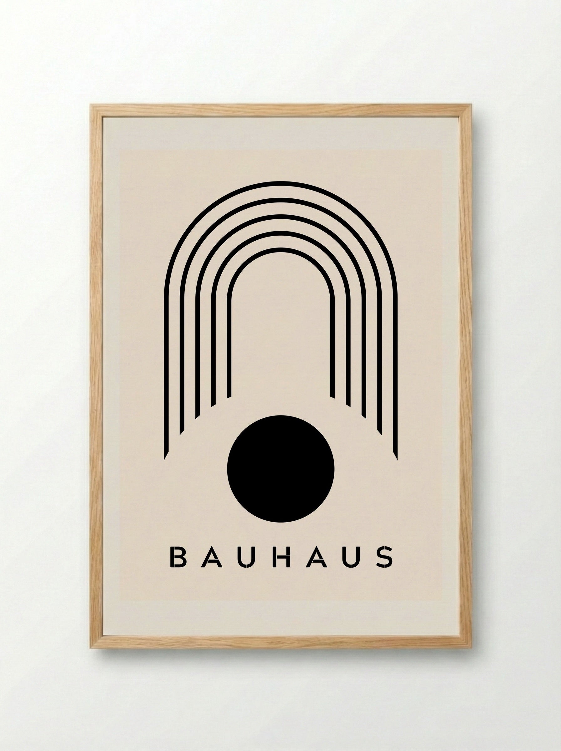 Bauhaus Geometric Eclipse - Framed Print Wood