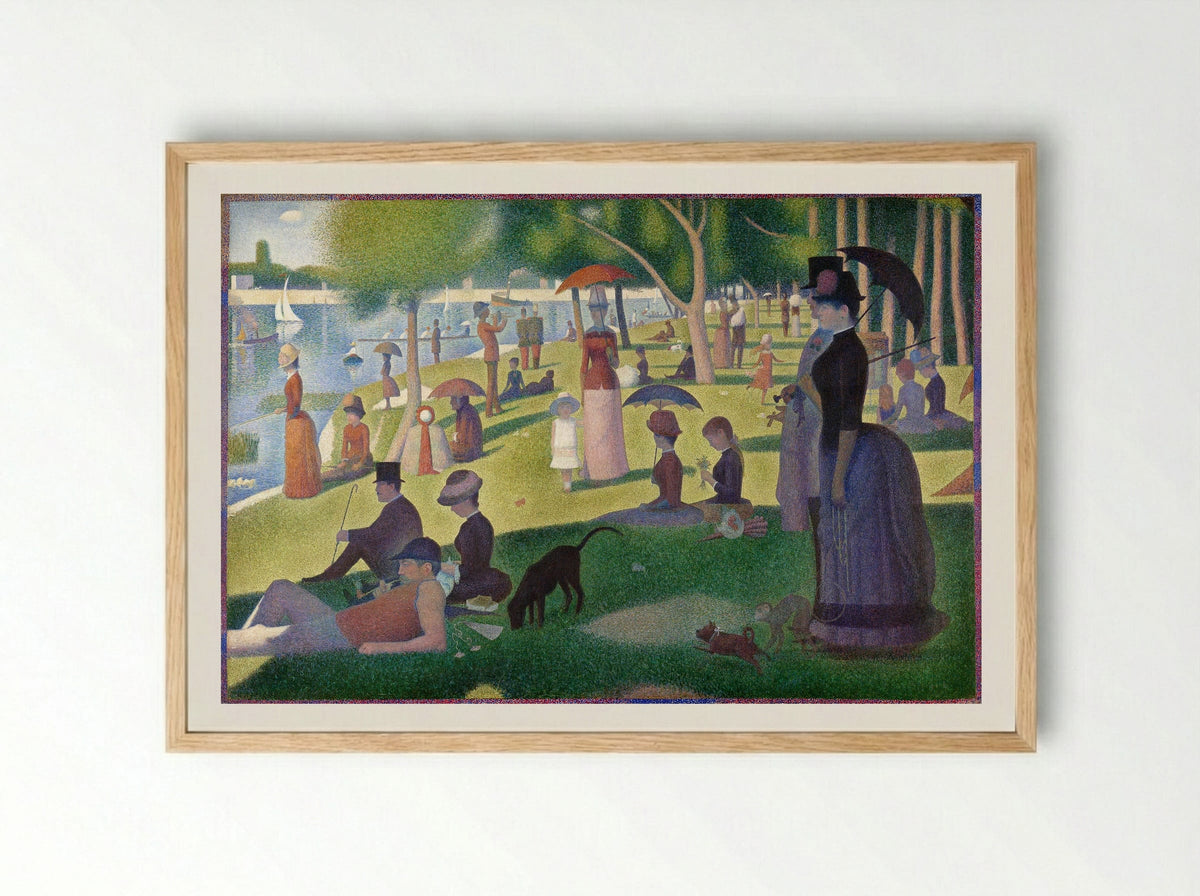 Sunday Afternoon on the Island of La Grande Jatte - Georges Seurat - Framed Print Wood