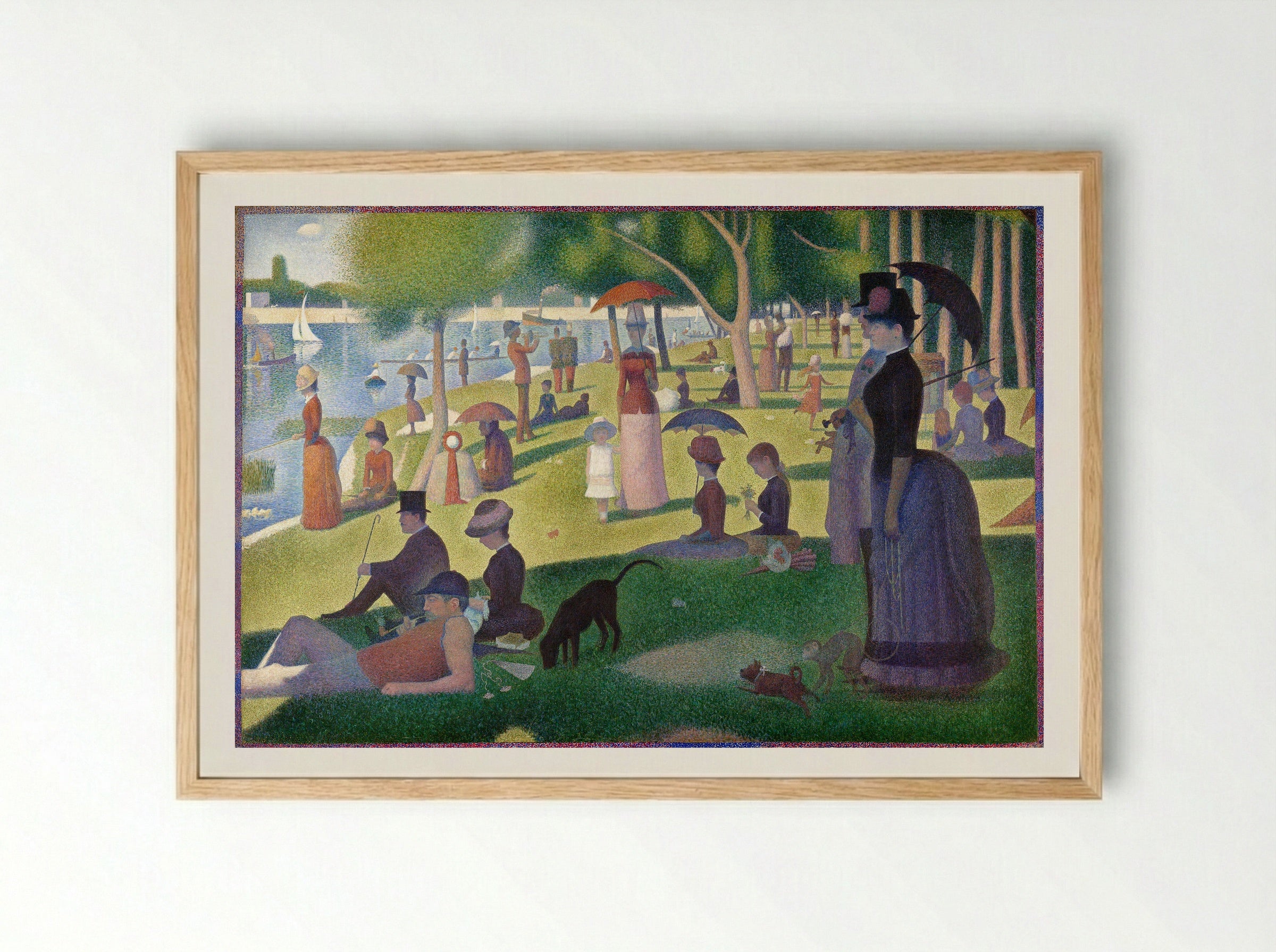 Sunday Afternoon on the Island of La Grande Jatte - Georges Seurat - Framed Print Wood