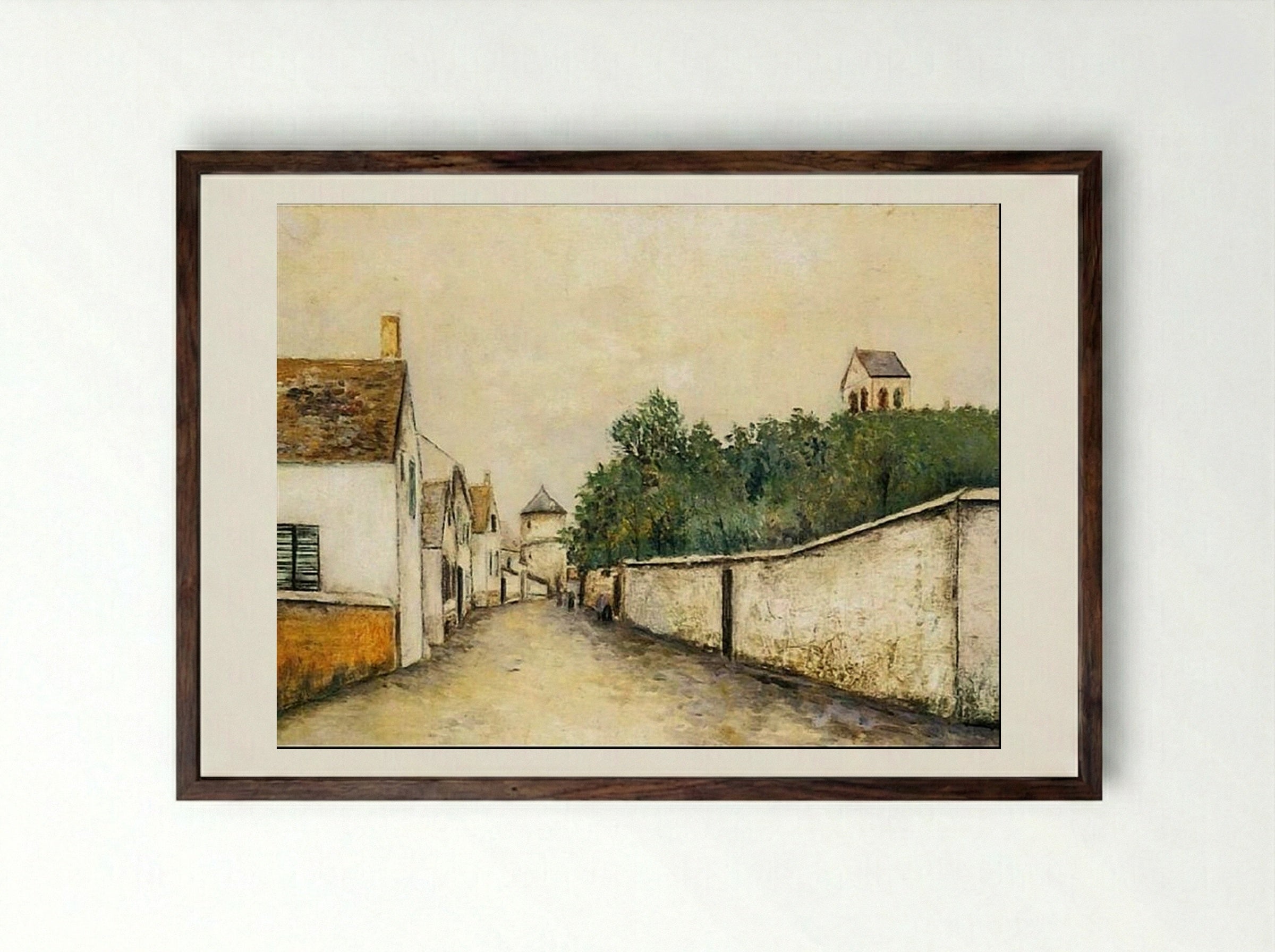 Street Scene, Montmartre - Maurice Utrillo - Framed Print Dark Wood