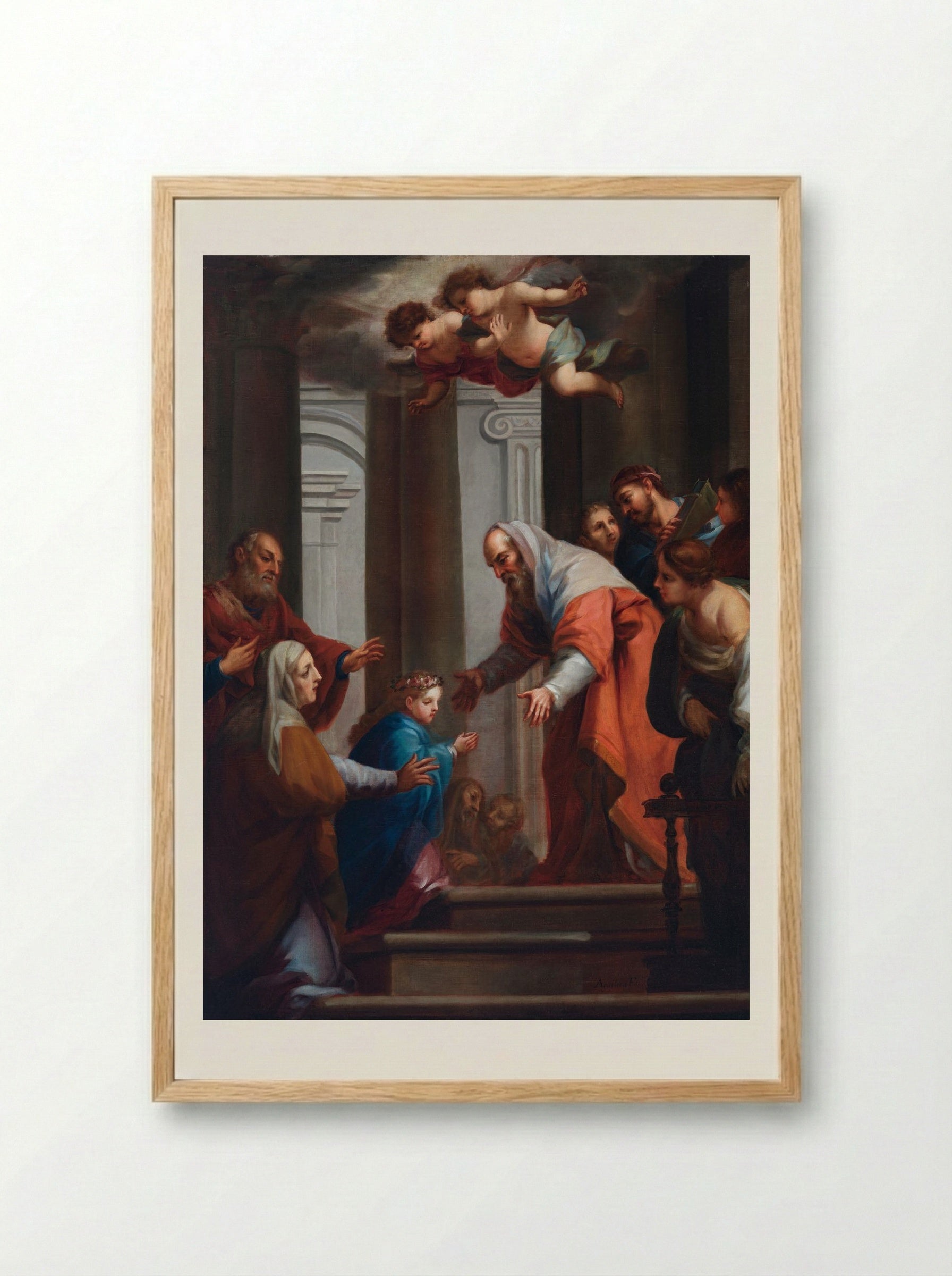 The Presentation of the Virgin in the Temple - Juan Francisco de Aguilera - Framed Print Wood
