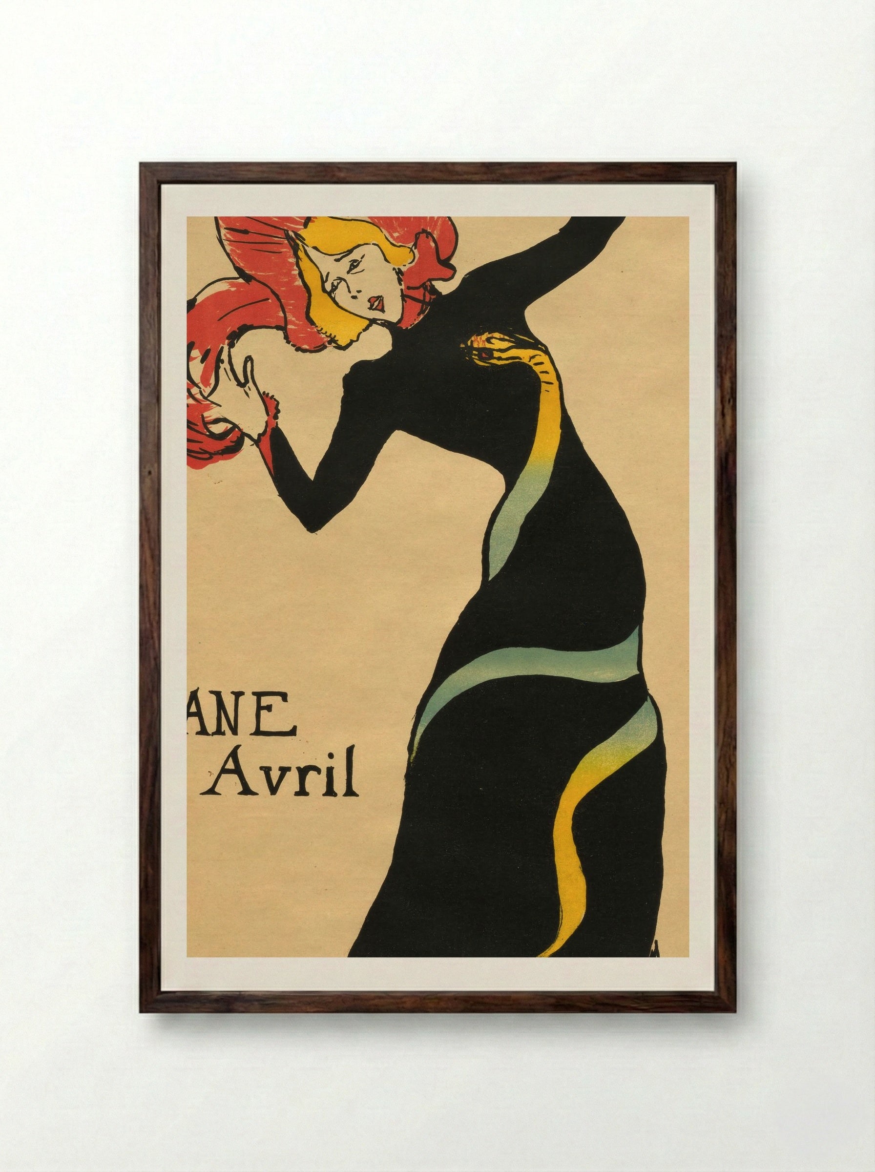 Jane Avril - Henri de Toulouse-Lautrec - Framed Print Dark Wood