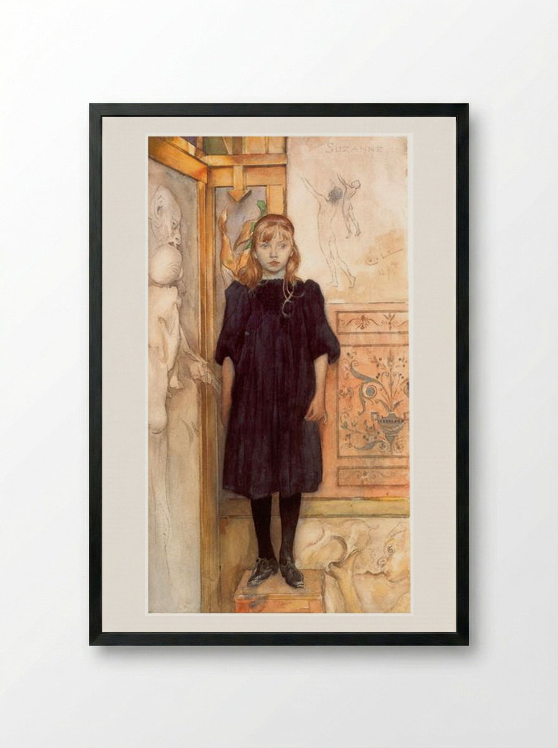 Suzanne - Carl Larsson - Framed Print Black
