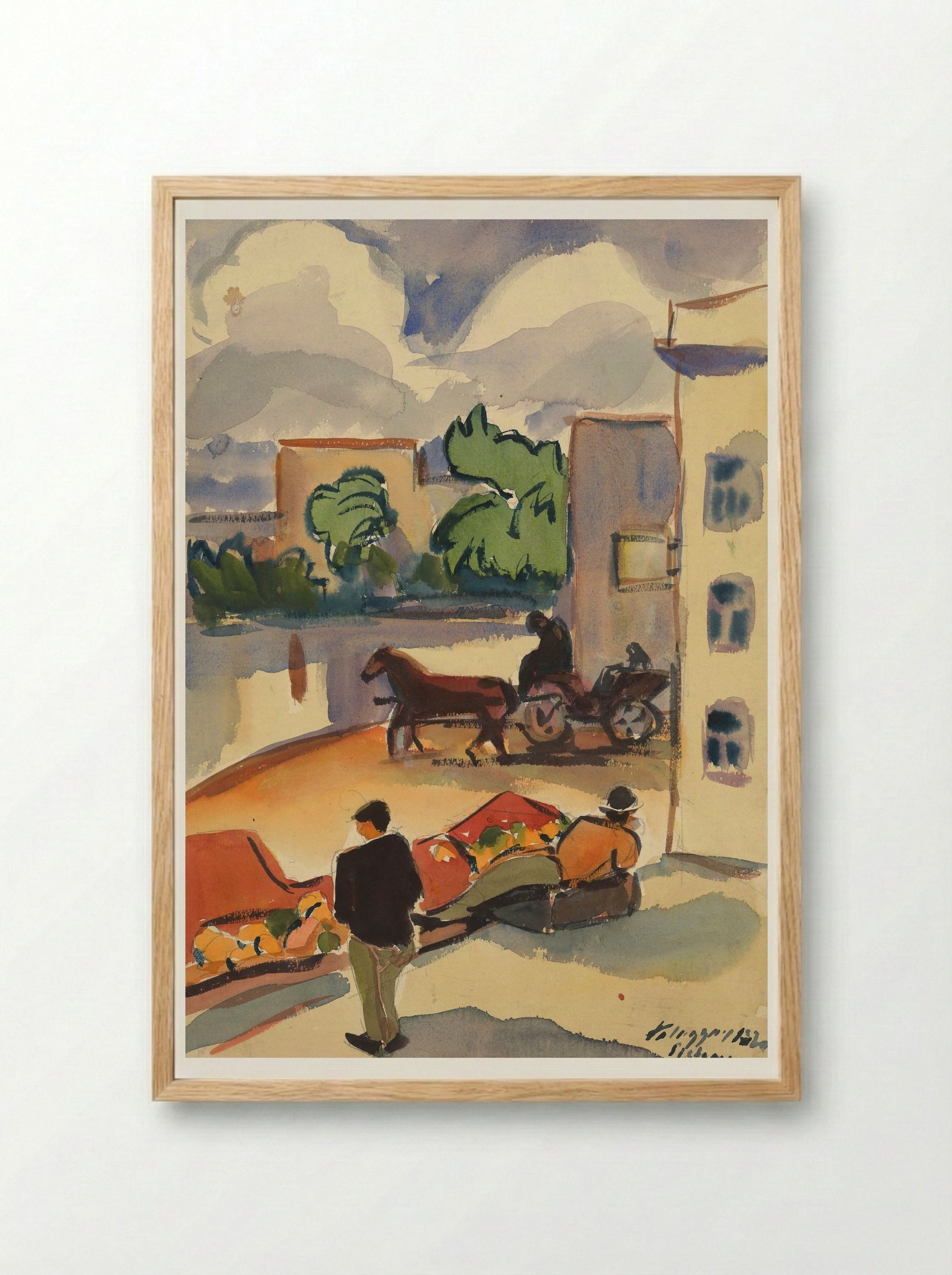 Provincial Street Scene - Zolo Palugyay - Framed Print Wood