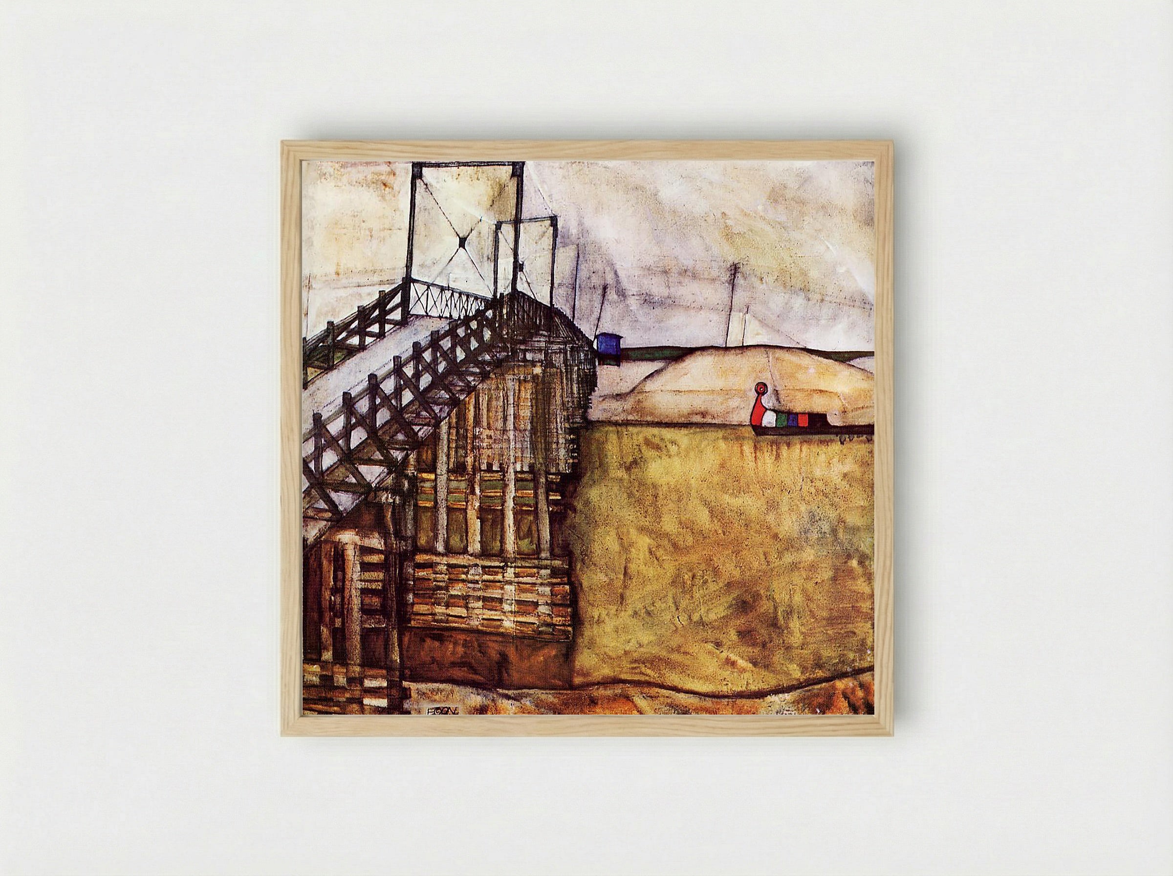 The Bridge - Egon Schiele - Framed Print Wood