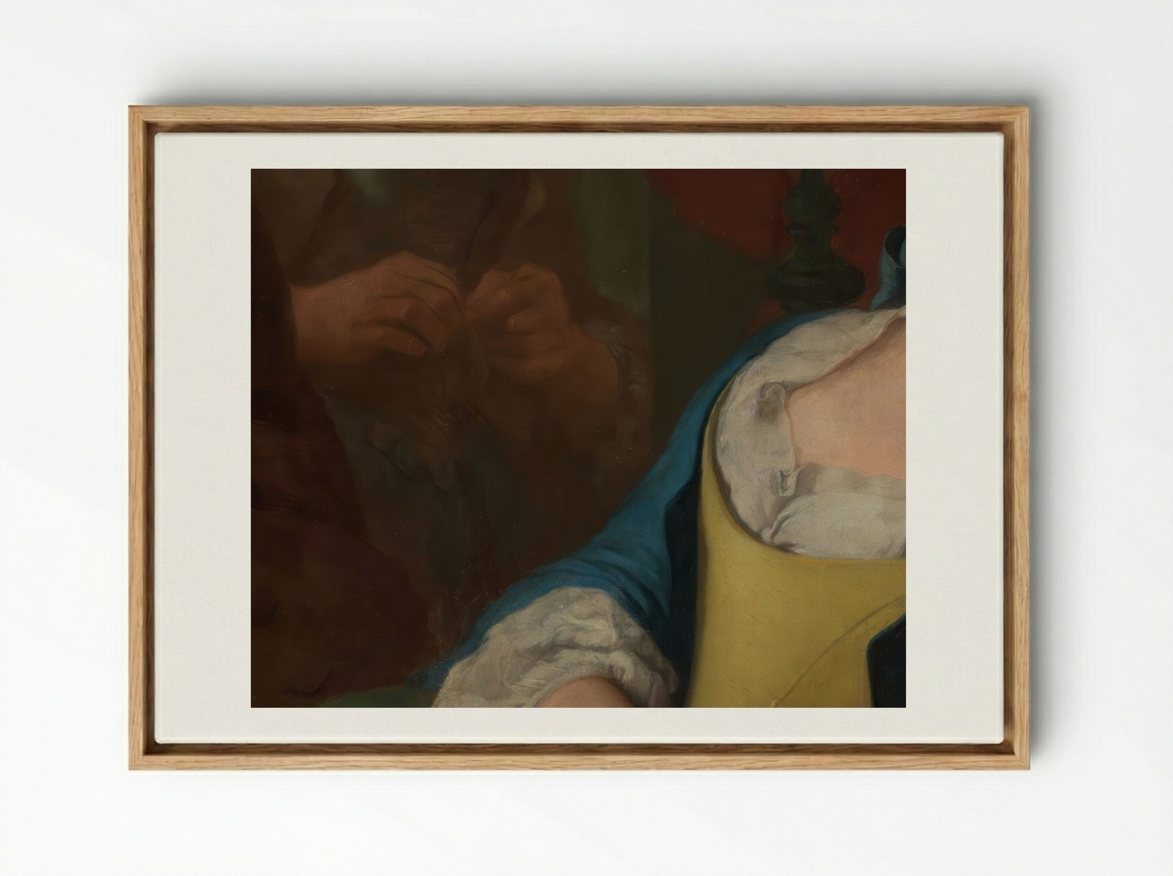 Teasing a Sleeping Girl - Gaspare Traversi - Framed Canvas Wood
