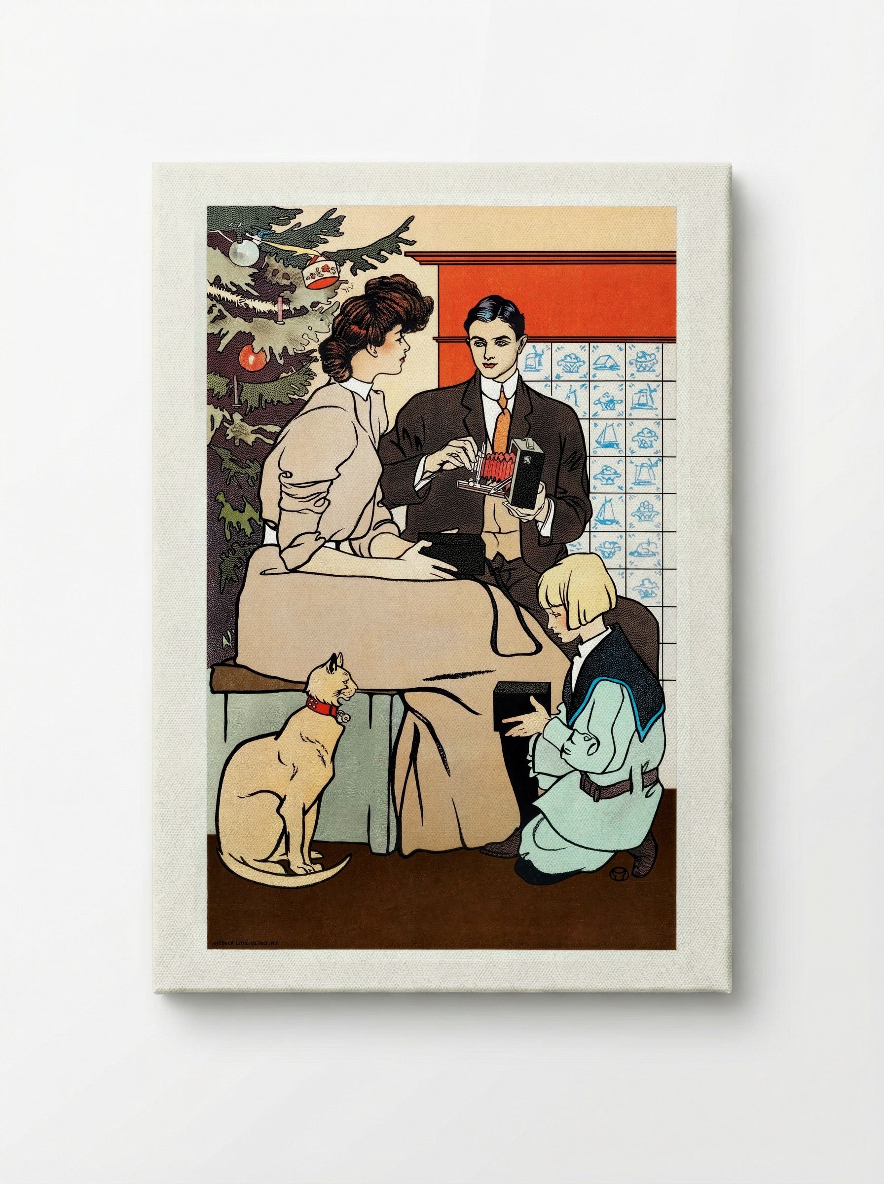 Vintage Christmas Morning (Family Scene with Camera) - Edward Penfield - Canvas